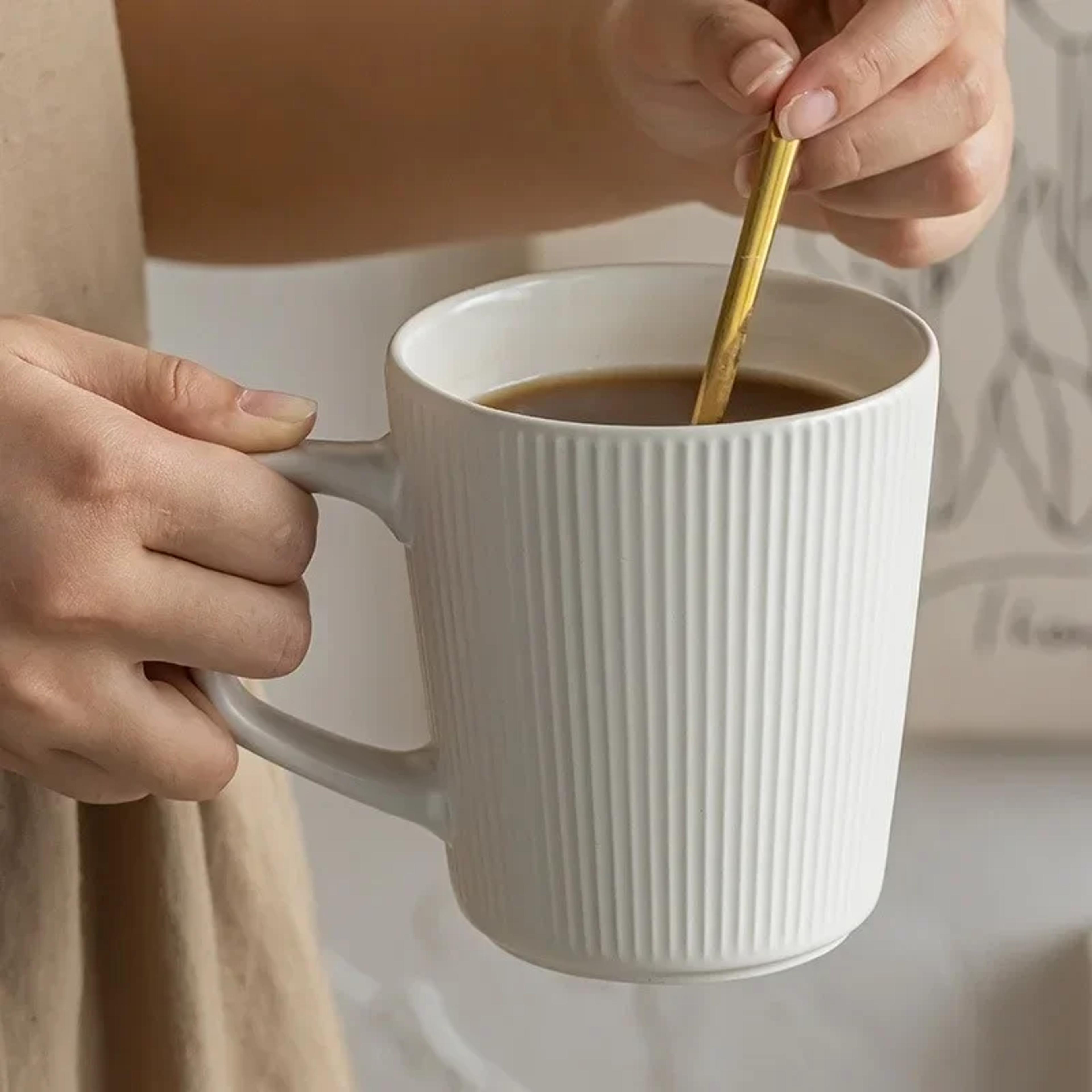 nordic style milk coffee mug, embossment ceramics mug, practical household water cup, striped solid color design with ha