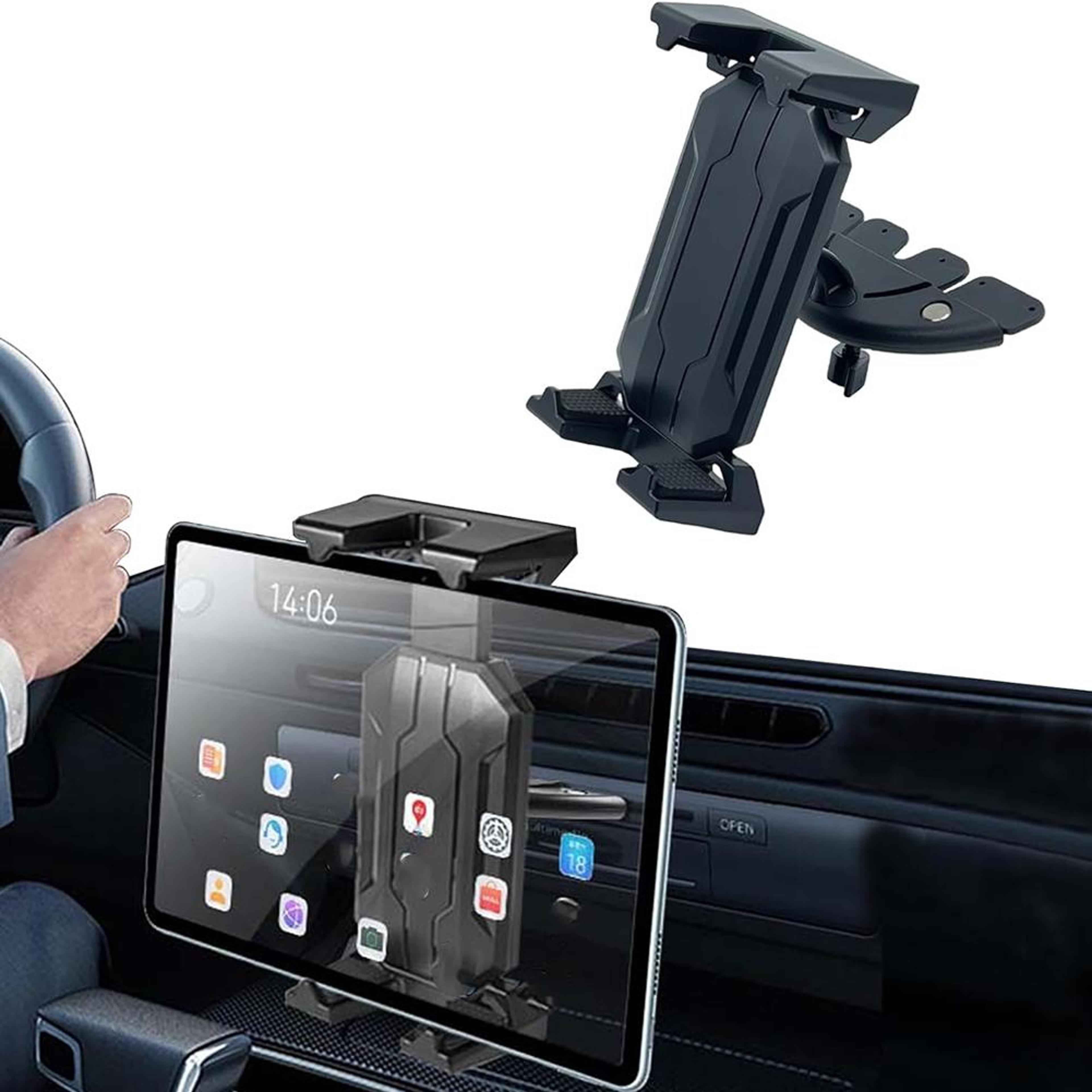 universal car tablet stand holder, smartphone mount, hands-free phone bracket for cd slot
