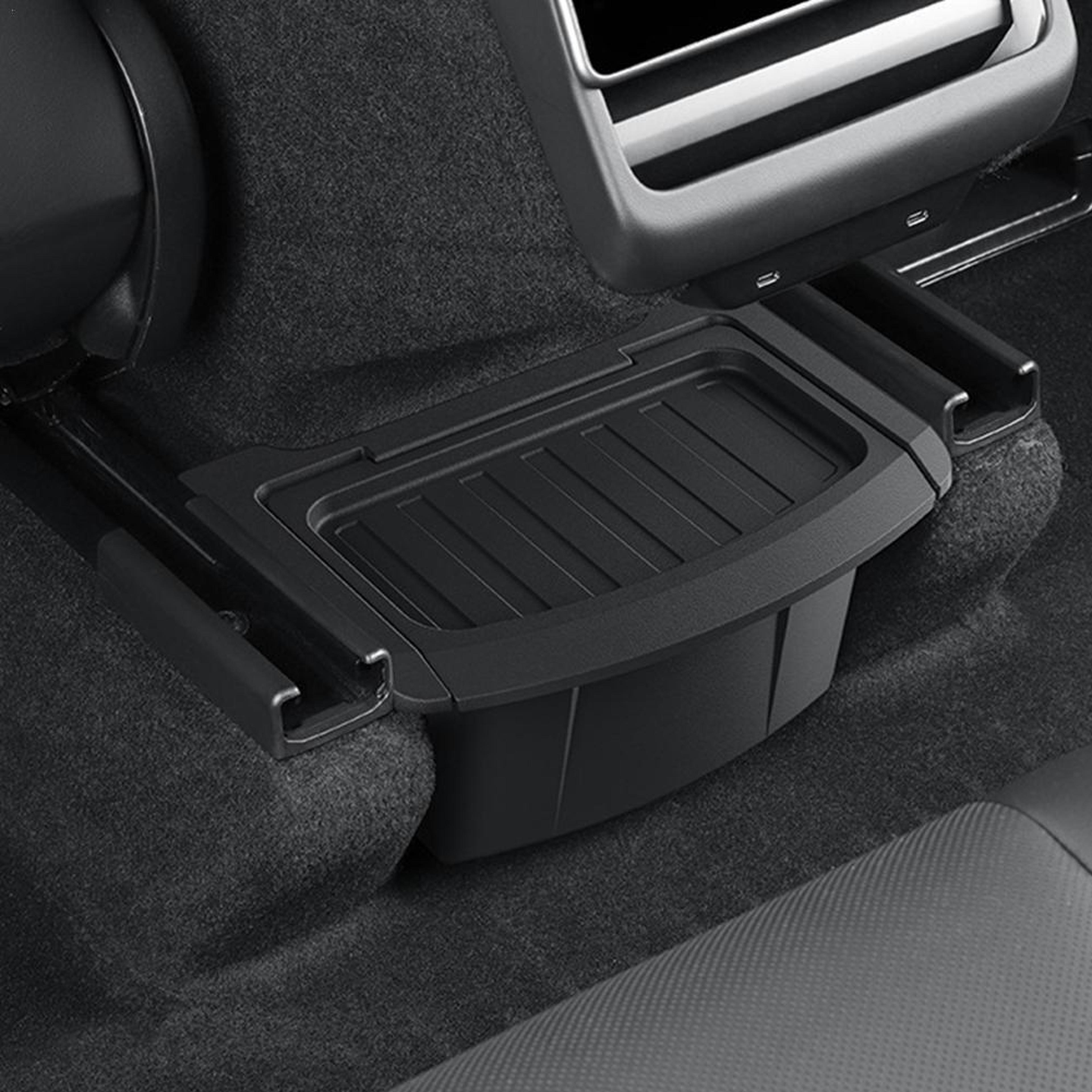 tesla model y rear bin storage box - organizer & trash can for clean, efficient travel