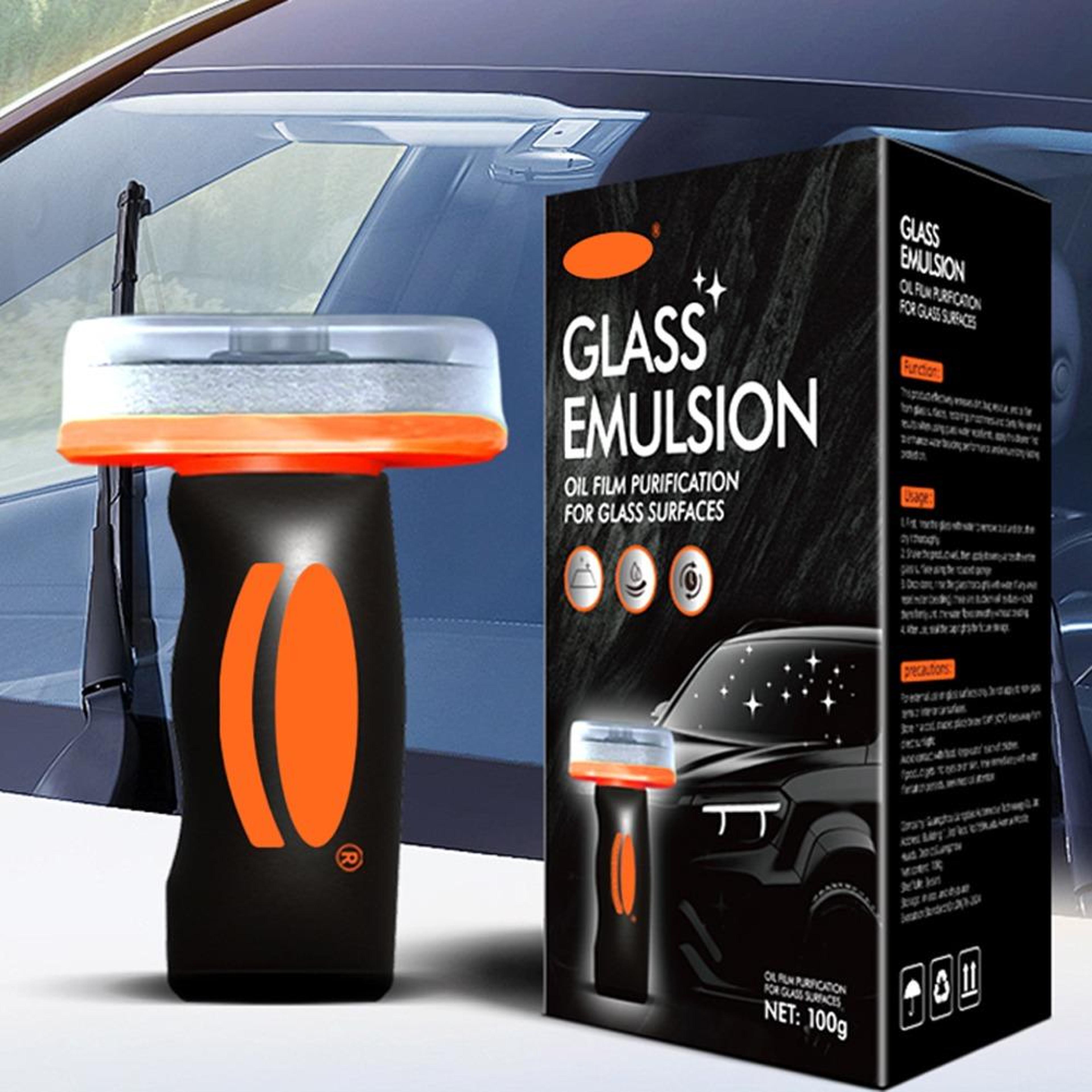 handheld glass emulsion oil film remover for car windshield & rearview mirror - auto glass cleaner for front, side, and