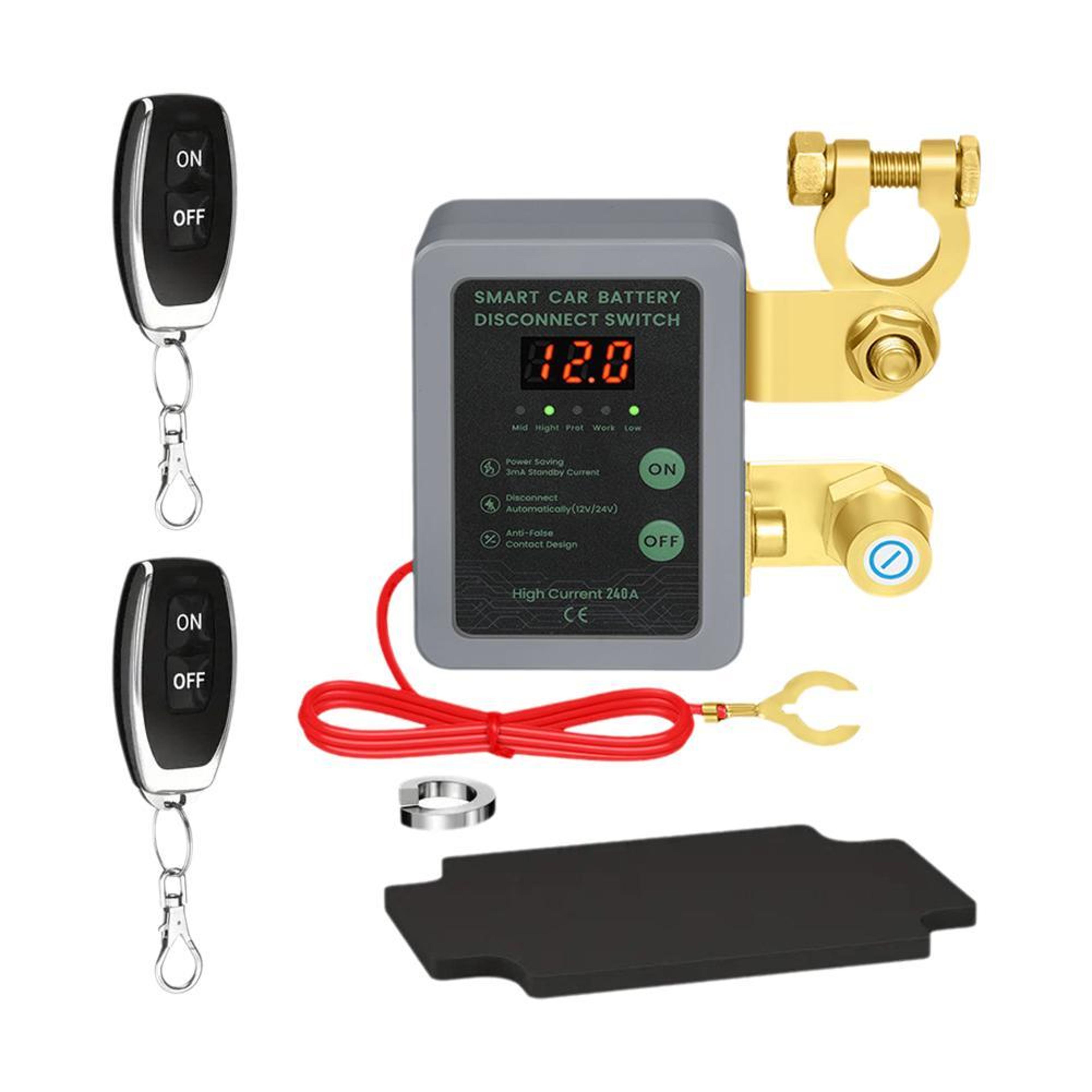 remote battery disconnect with led voltage display for auto - automatic power shut off