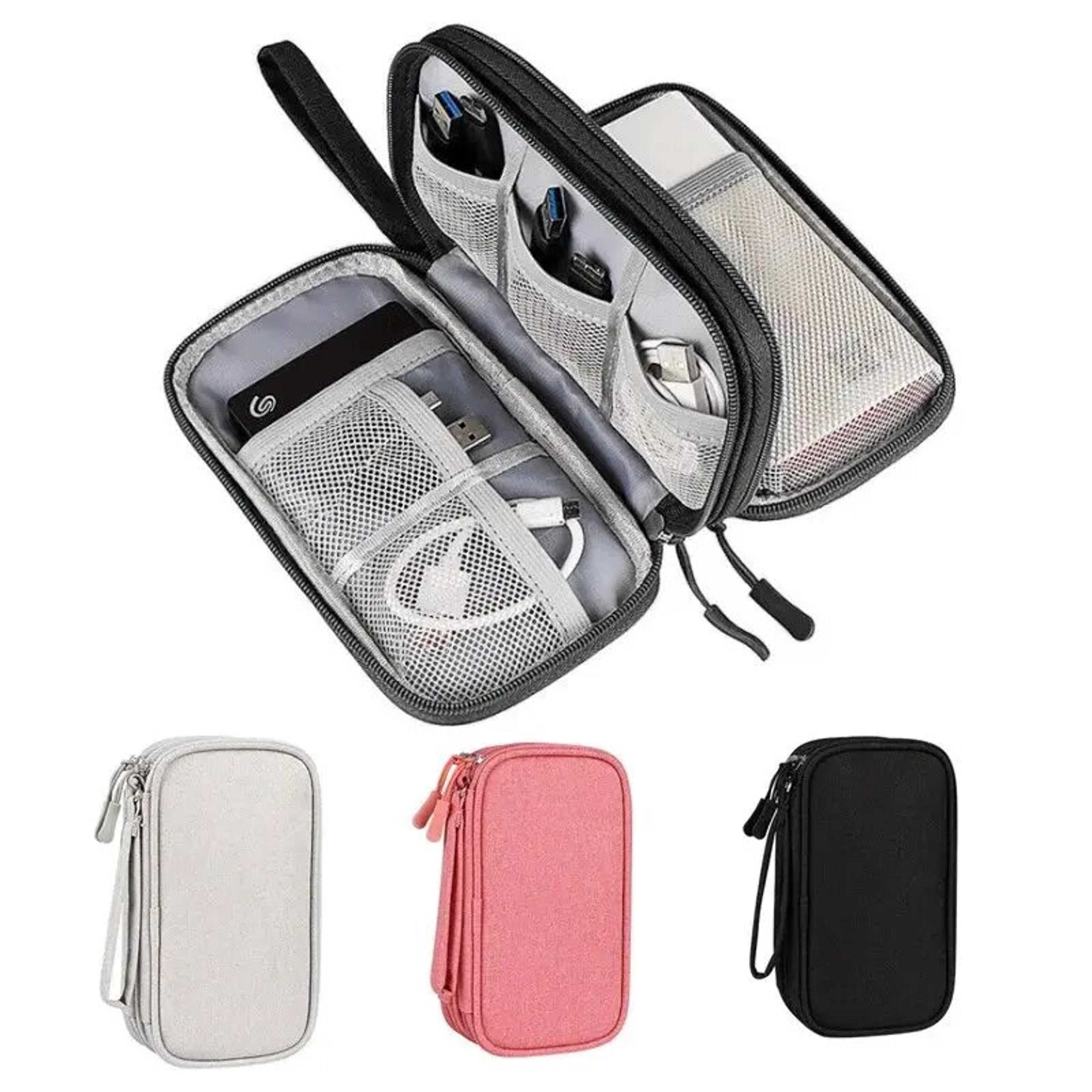 travel organizer bag for cables, electronics, and accessories – portable waterproof double layers storage pouch