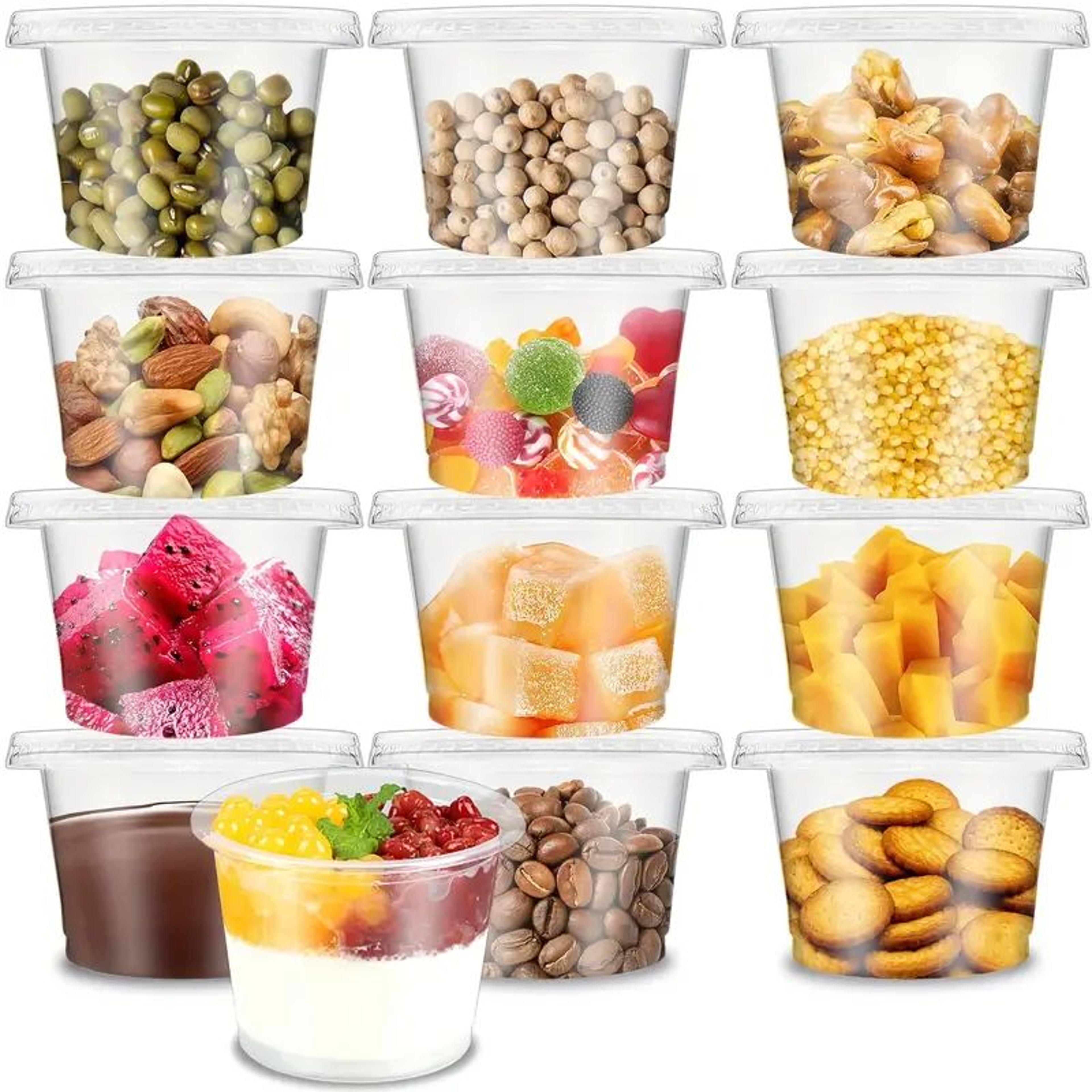 disposable plastic cups with lids – pack, perfect for ice cream, drinks, soups, and more!