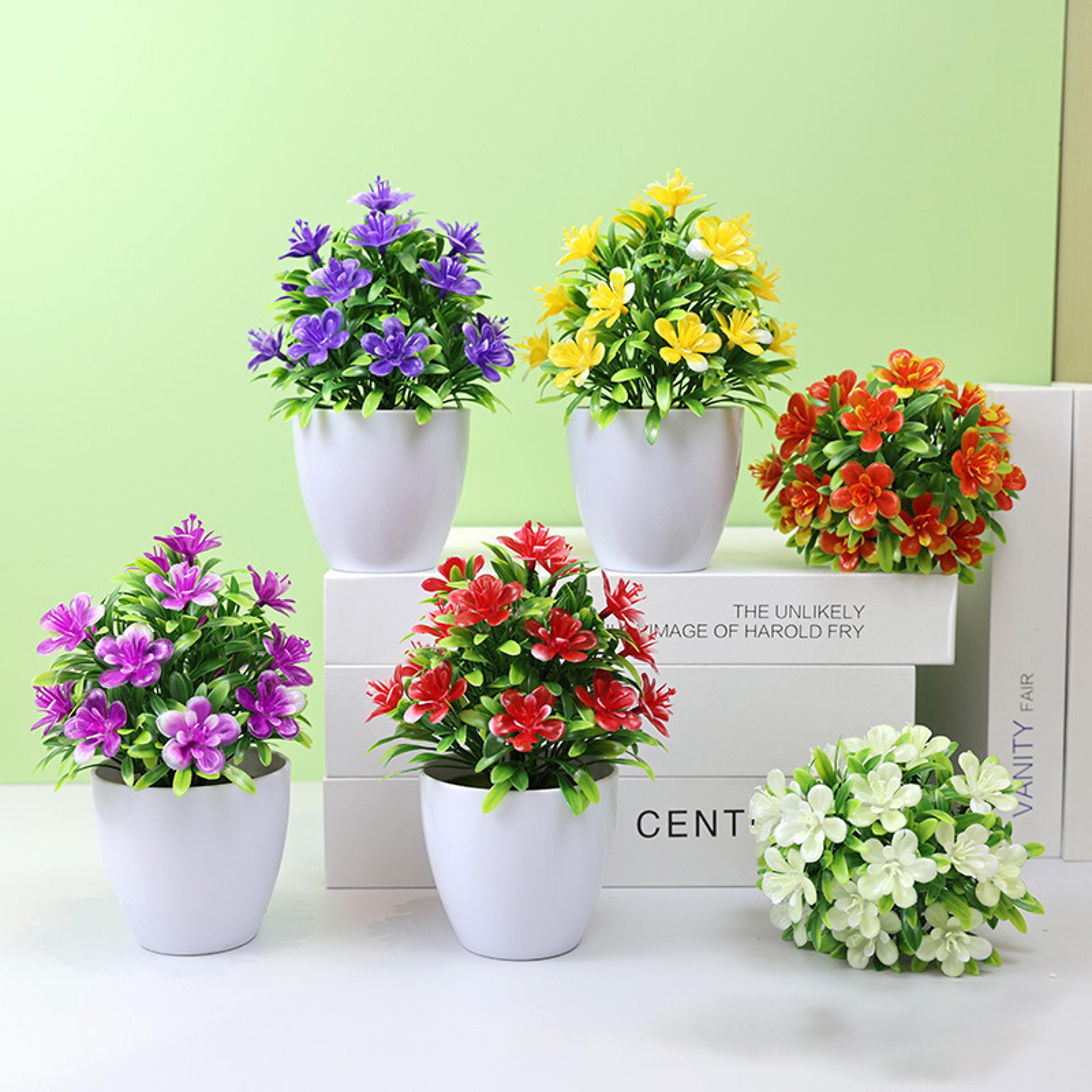 artificial five leaf plum potted plant – indoor/outdoor decorative faux plant for home, office & garden