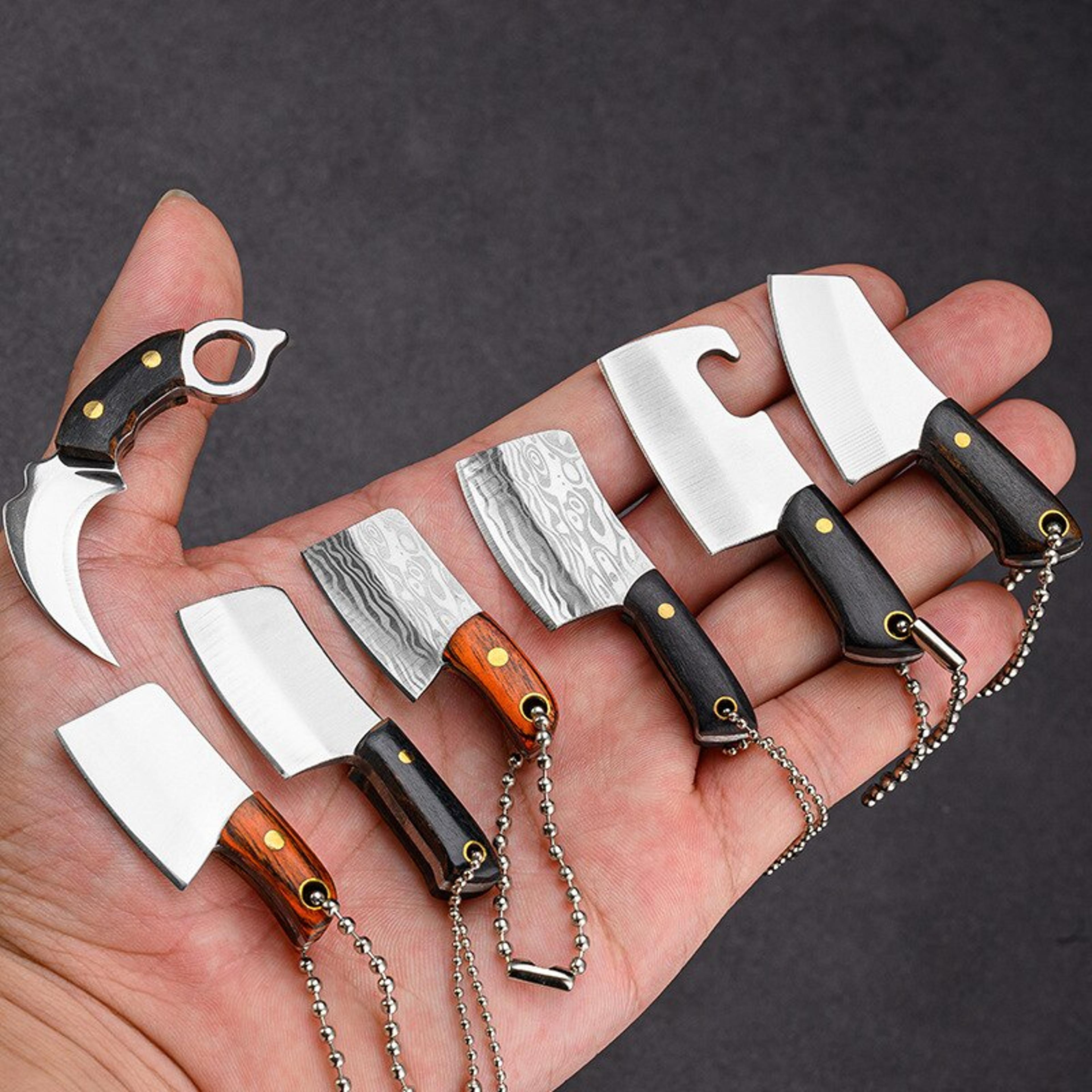 mini stainless steel pendant knife – creative wealth knife with wooden handle