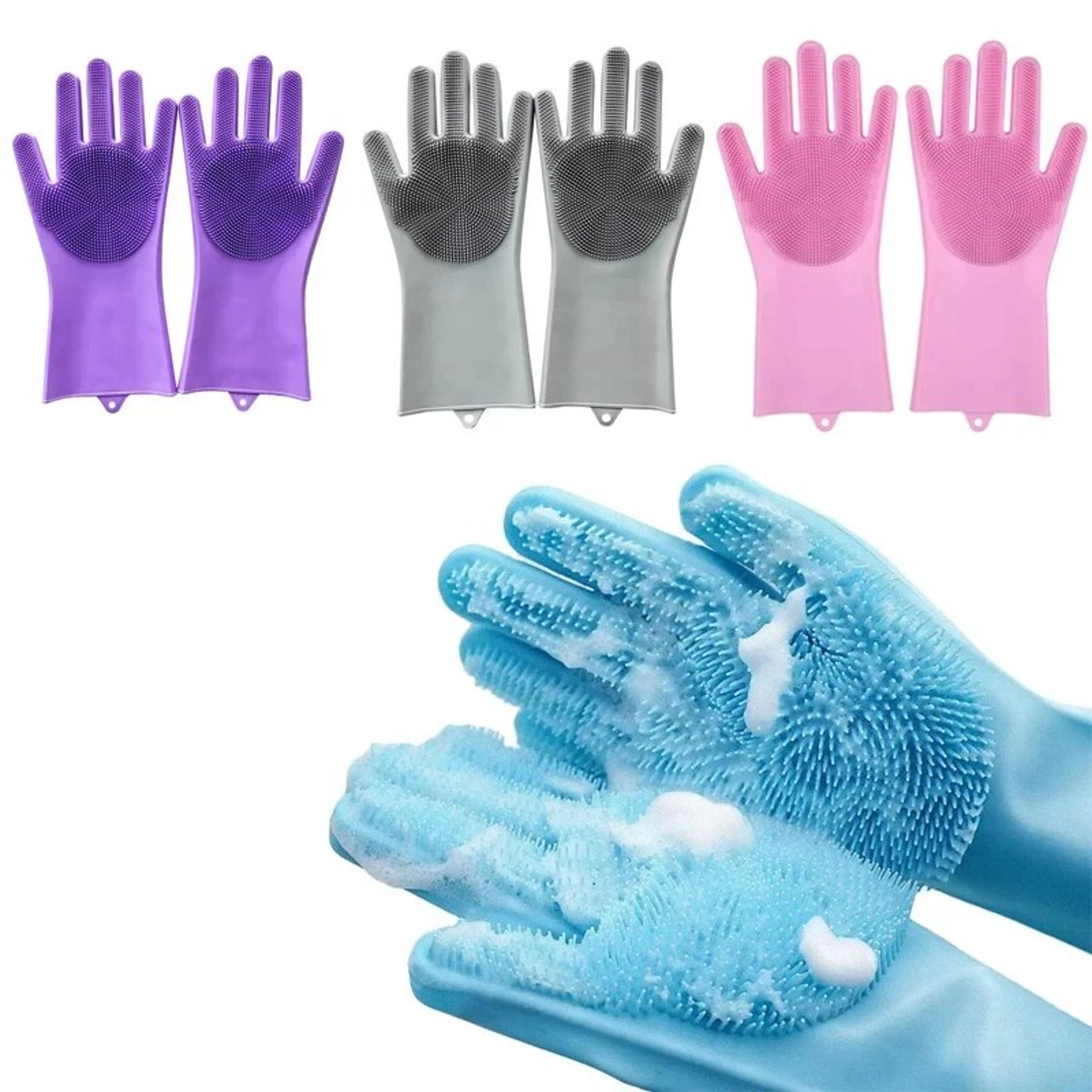 magic silicone dishwashing gloves – food-grade rubber scrubber for kitchen cleaning, non-toxic & heat resistant