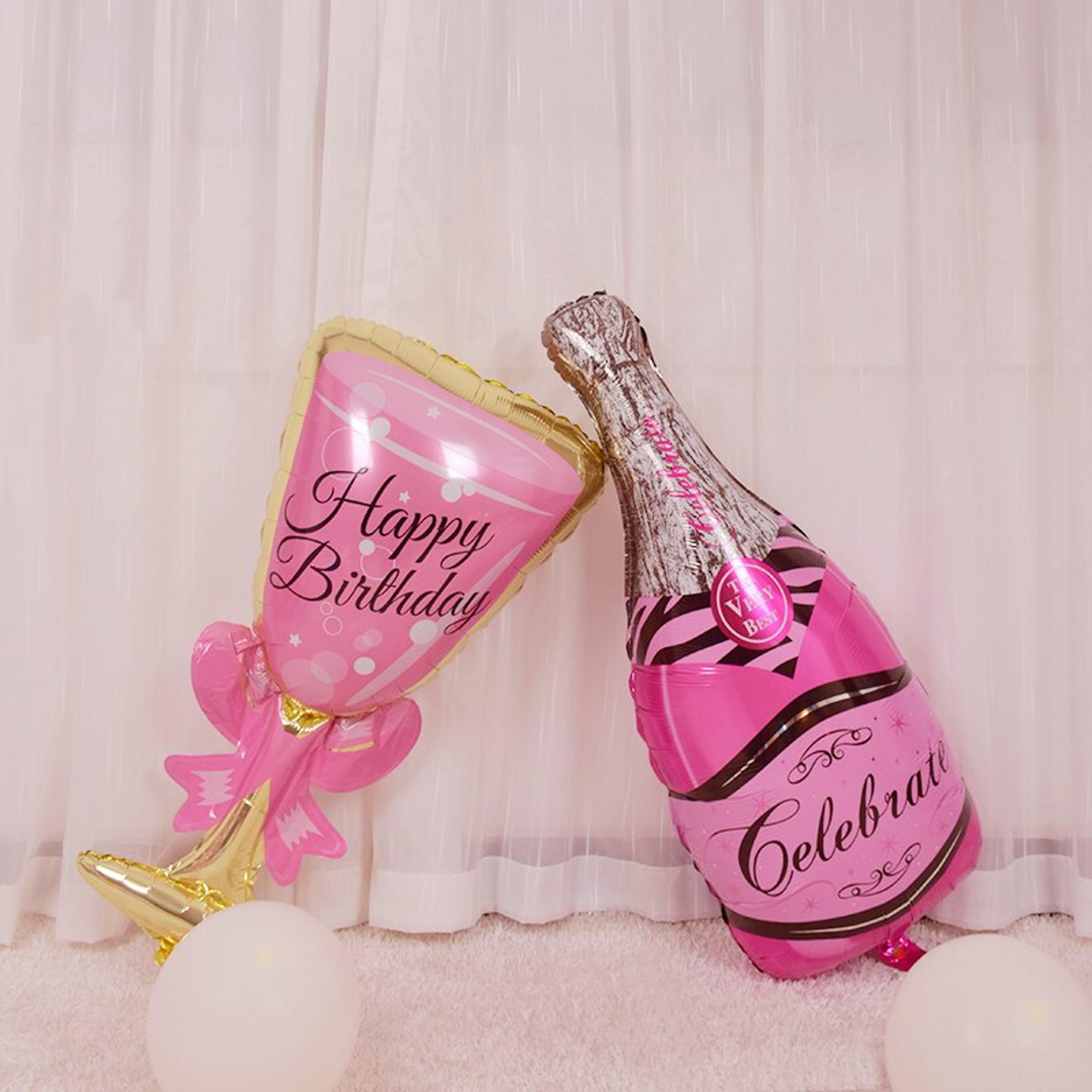 pink balloon champagne bowknot wine cup wedding birthday party decoration – adult and children balloon event party