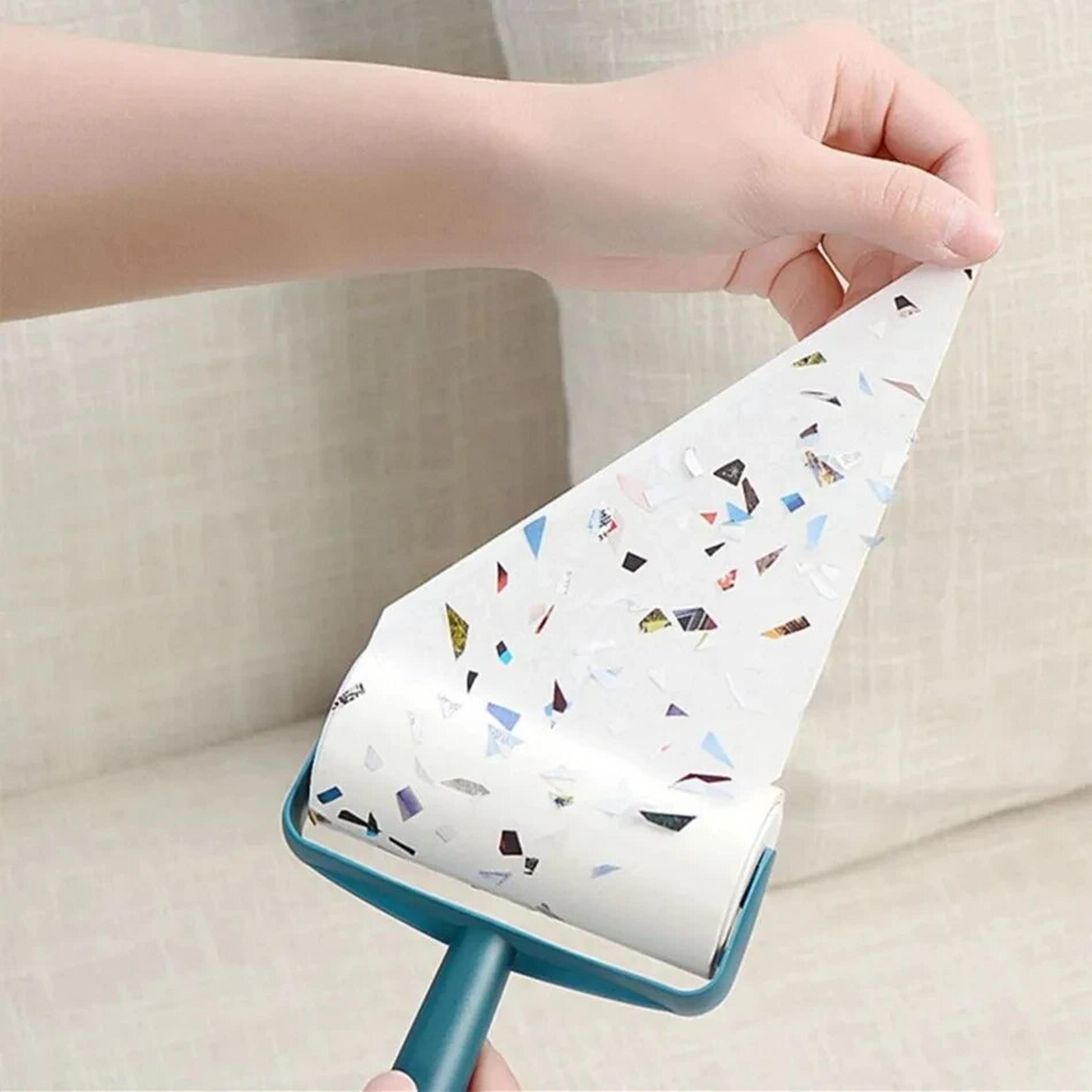 effortless pet hair remover roller brush – tearable sticky paper cleaning tool for clothes, furniture, and household use
