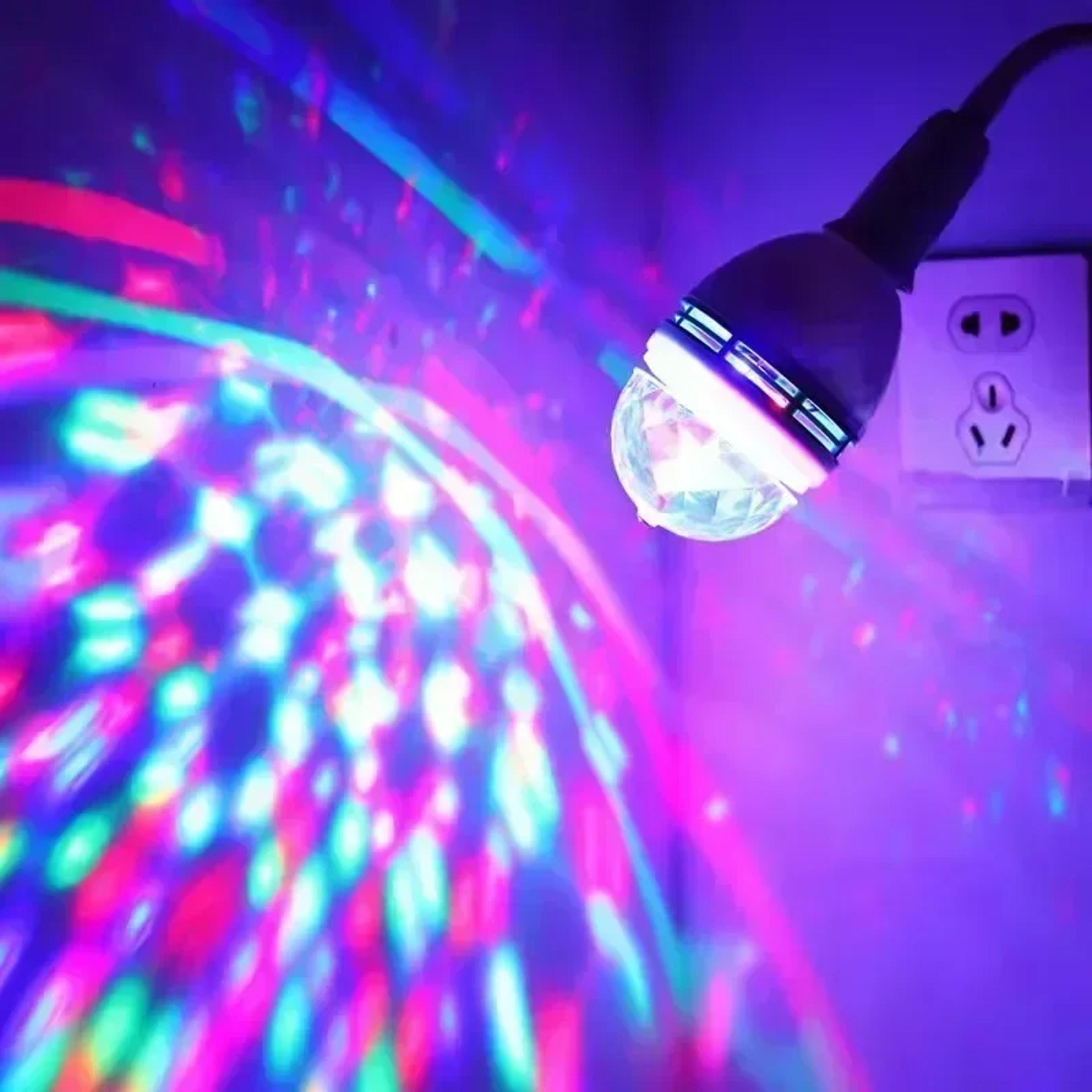 rotating rgb disco light bulb led party lamp for birthdays, halloween, christmas & more