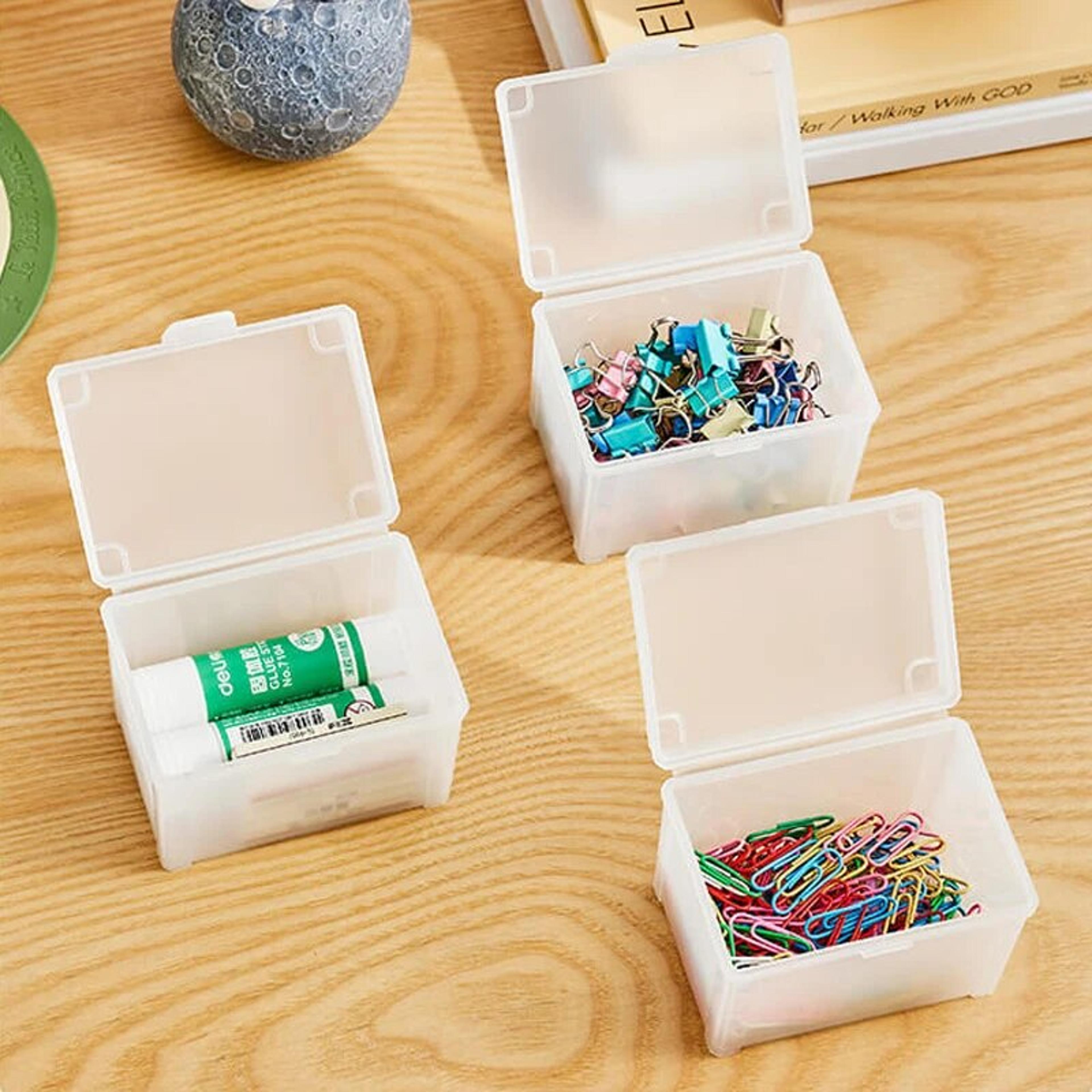 small semi-transparent plastic card storage box – matte flip-top jewelry organizer