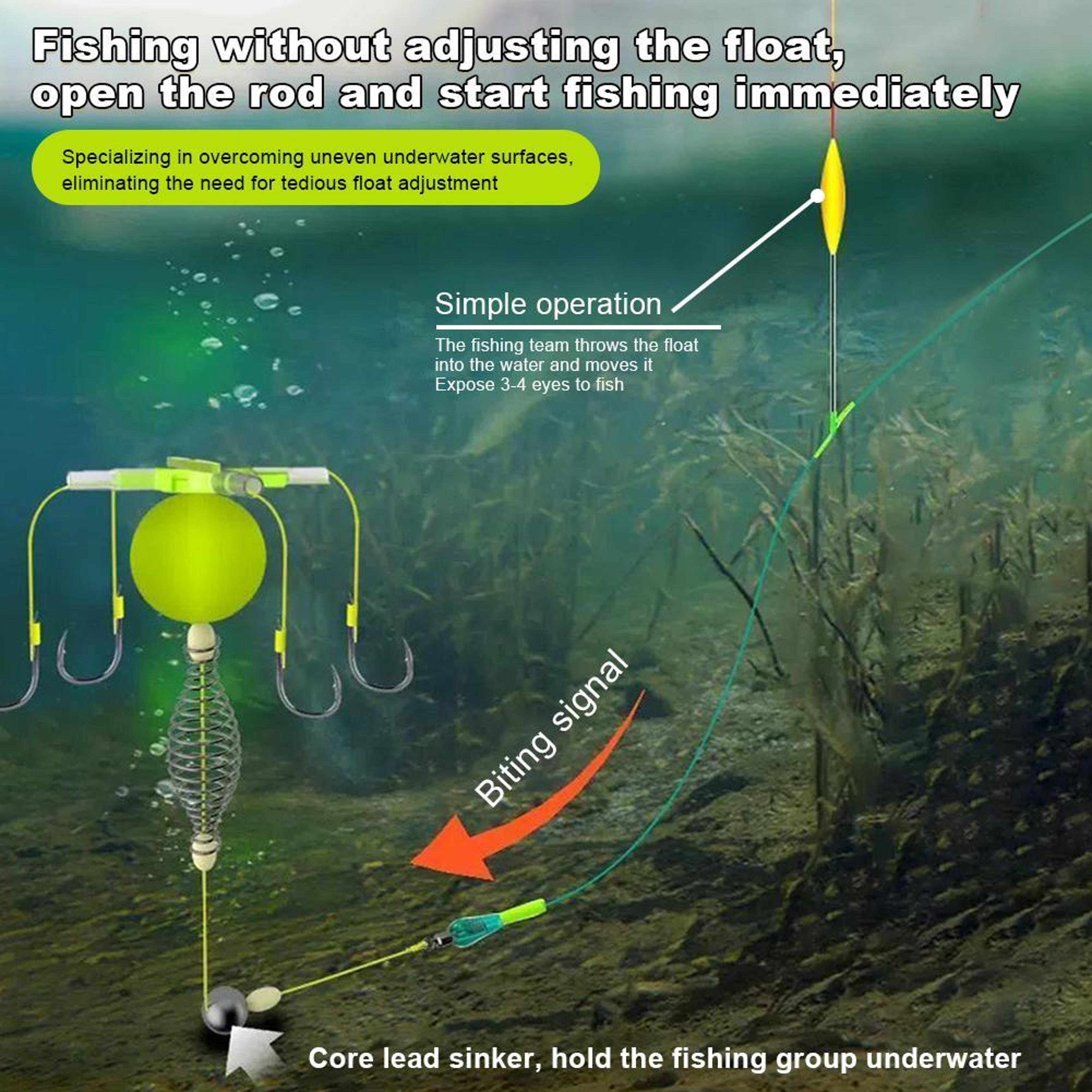 fishing bait cage with anti-winding hook & float line feeder sinker for efficient fishing