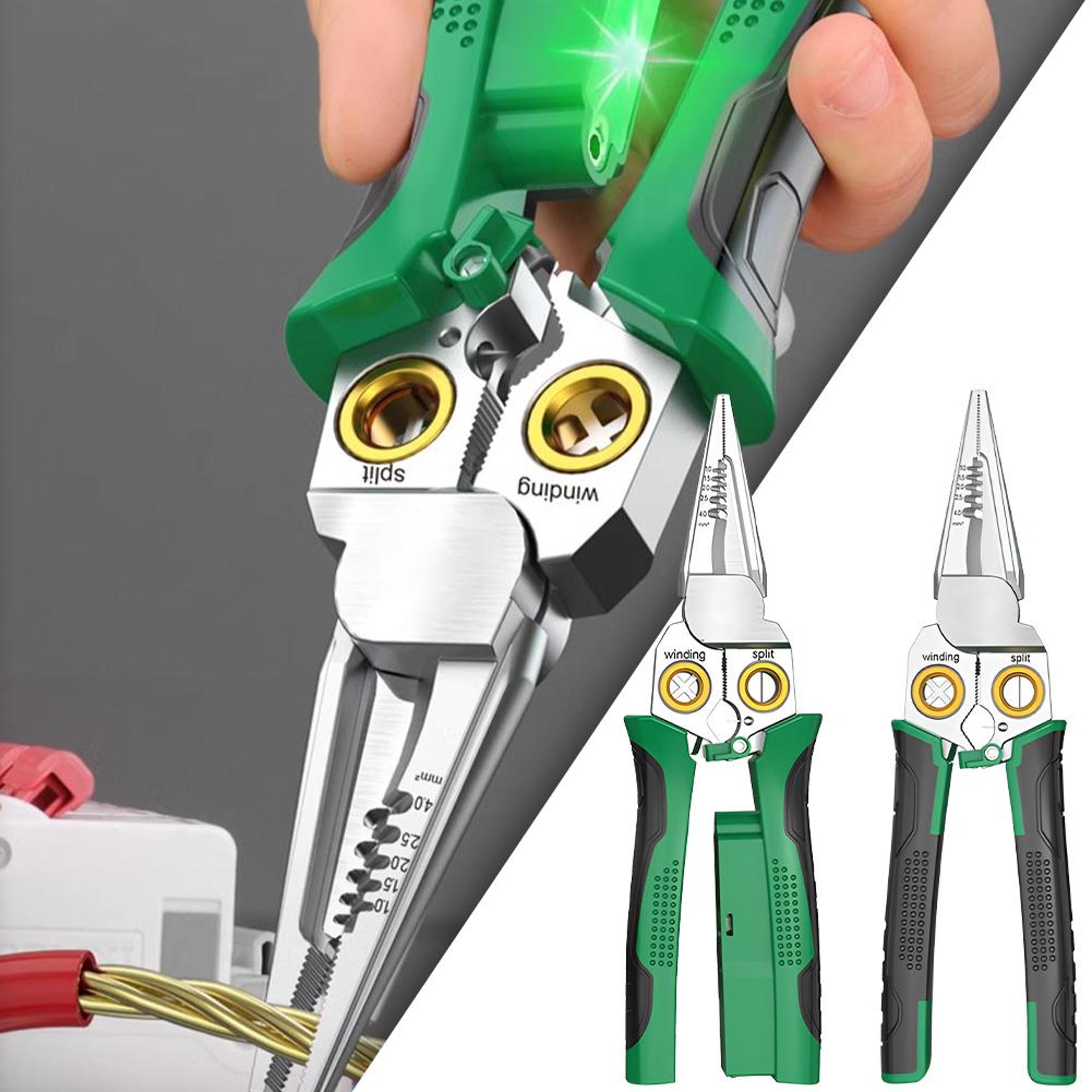 multi-function wire stripping pliers for electricians – stainless steel cable cutter, stripper, and winding tool