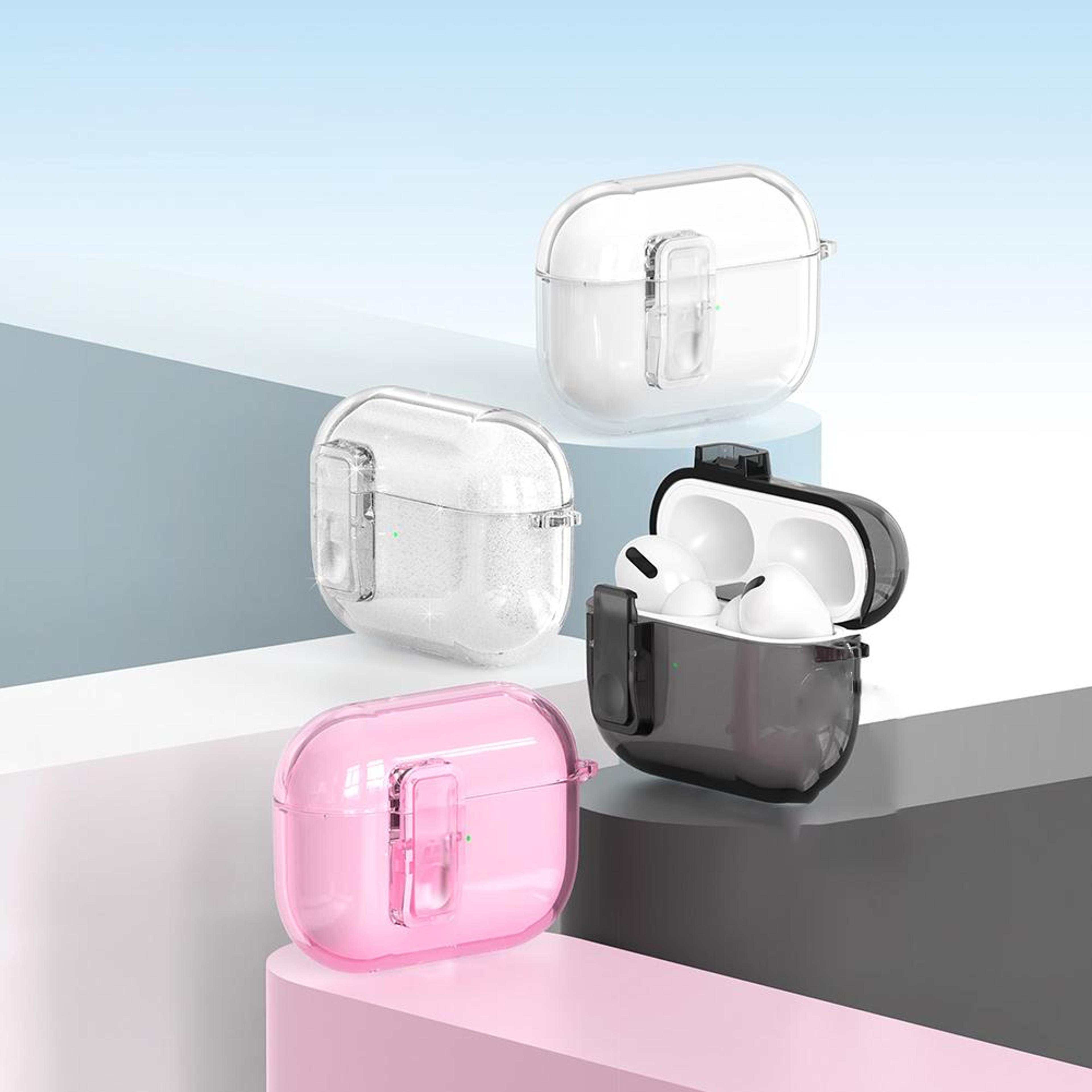 clear case for airpods pro – transparent shockproof earphone cover with secure lock and bluetooth headphones protection