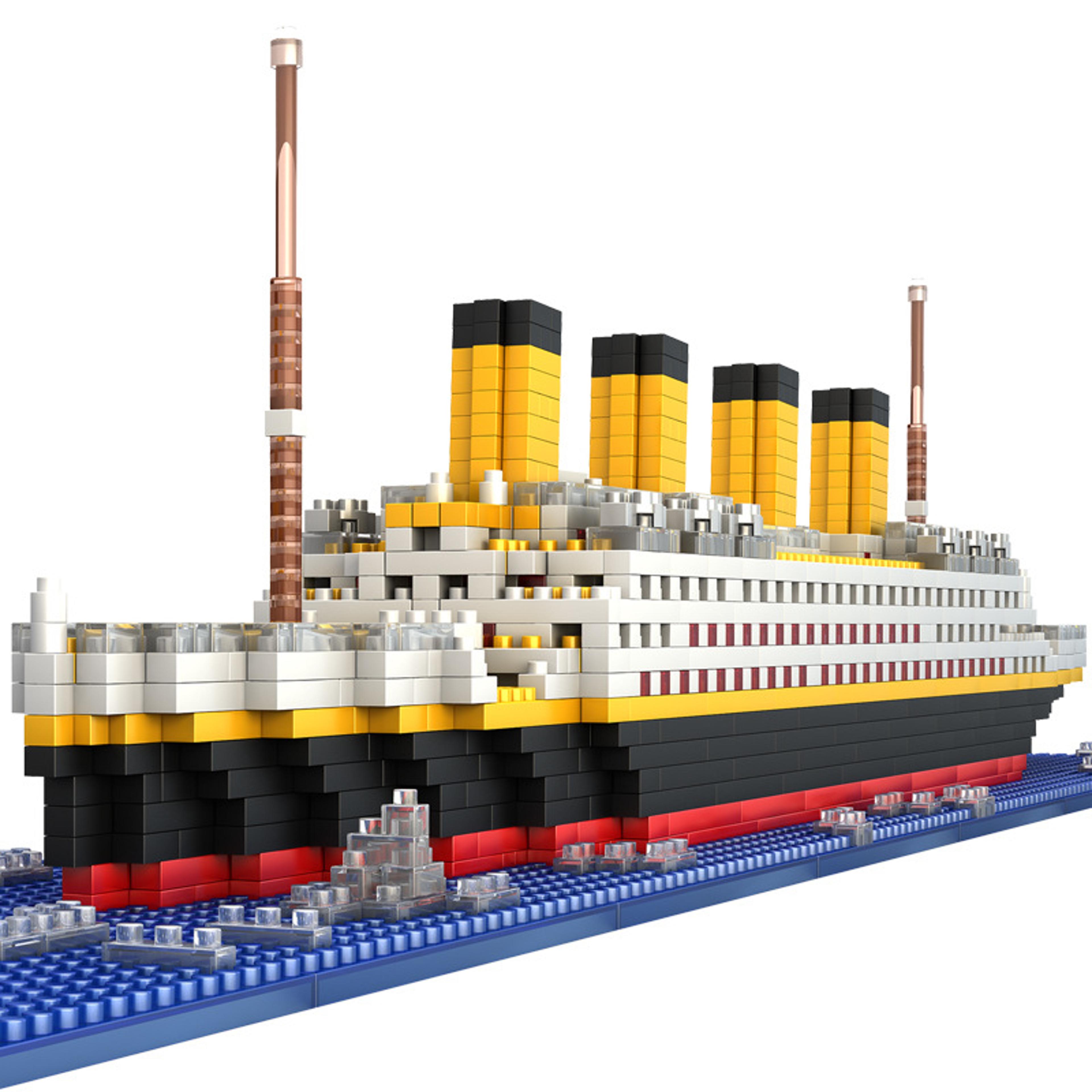titanic ship model building blocks for kids – diy plastic assembly toy with lamp | educational titanic building block se