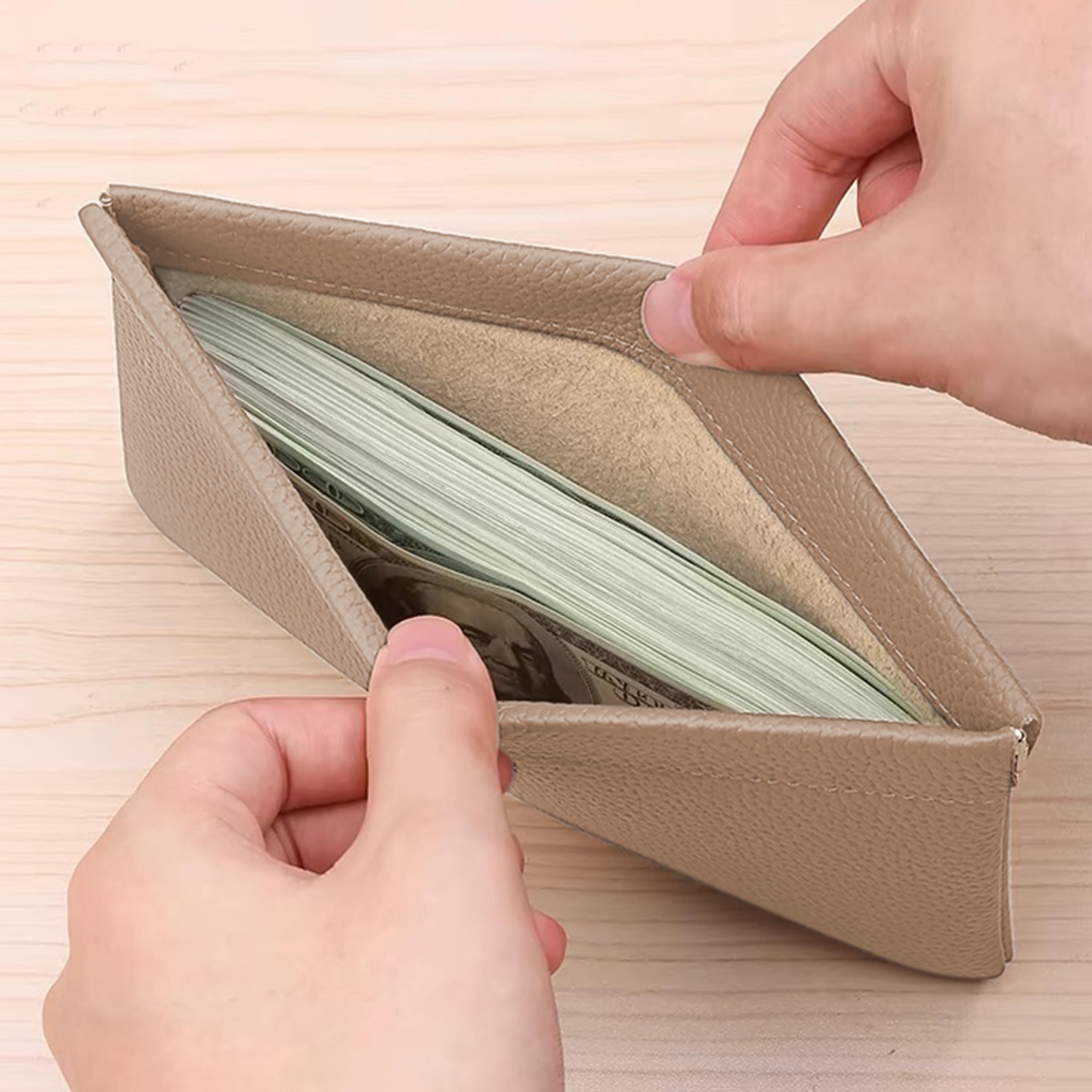 self-closing artificial leather wallet & passport holder – multi-purpose id, cable, cash, and driver's license storage