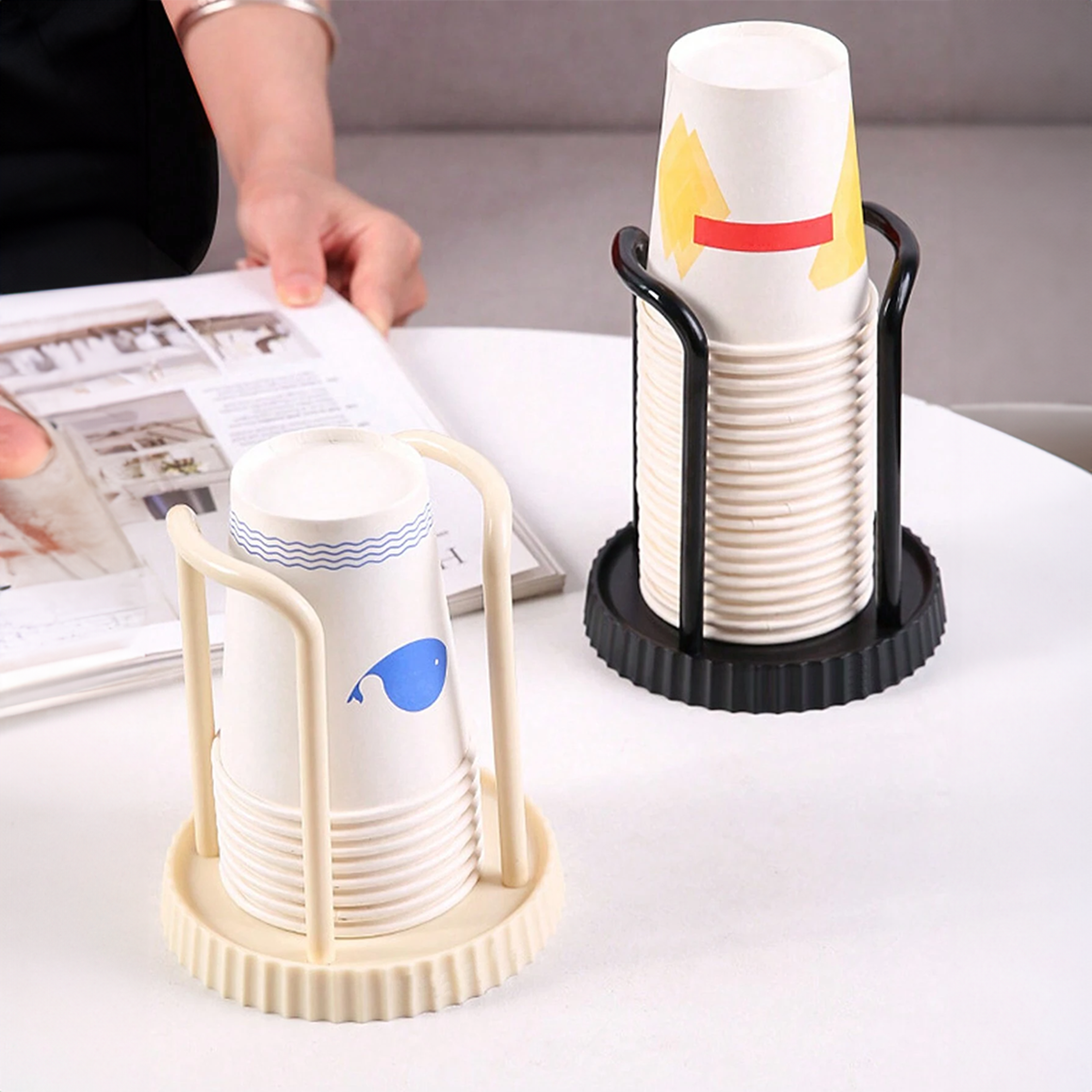 multifunctional paper cup holder rack, space-saving cup extractor for coffee & tea cups