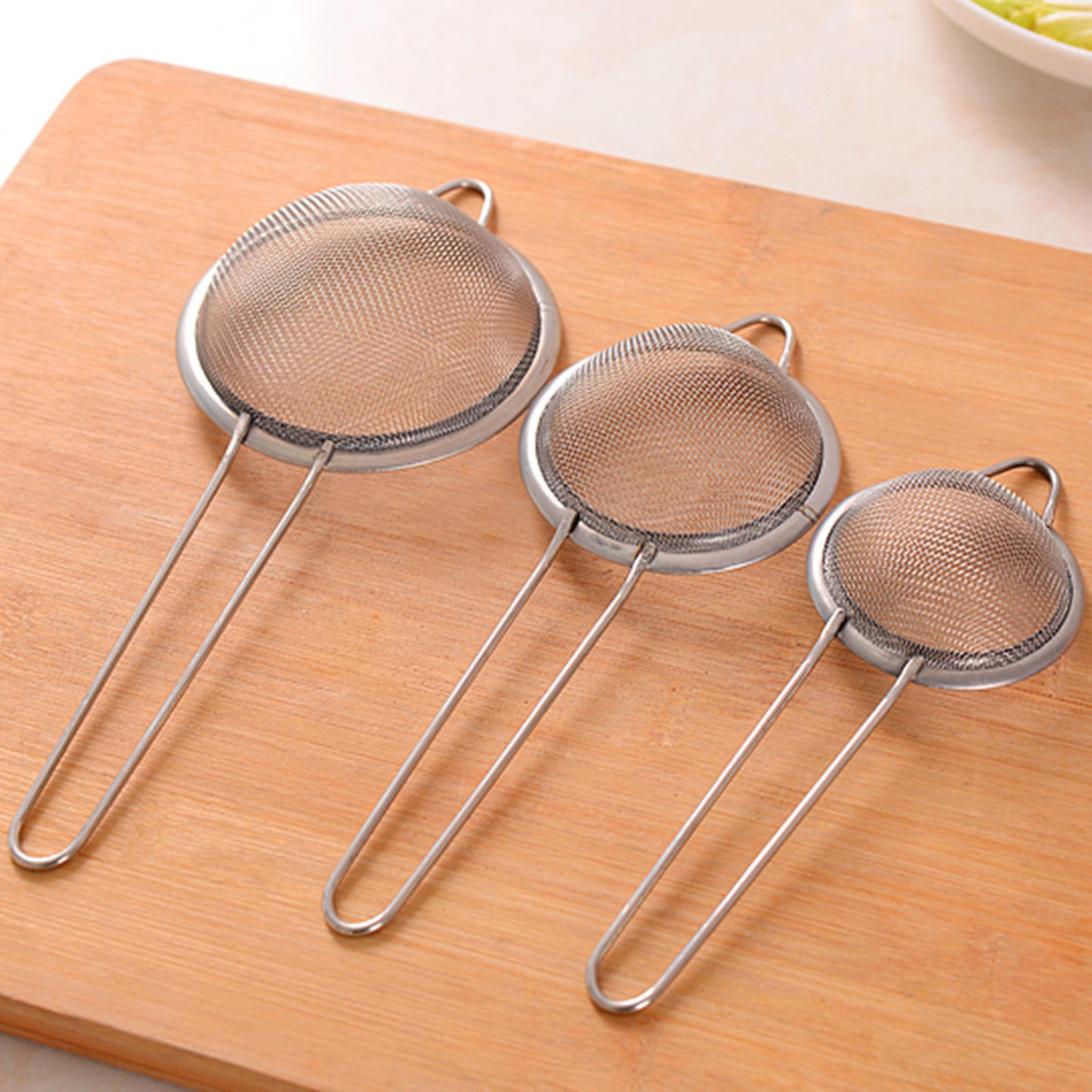 premium stainless steel fine mesh strainer with hook, perfect colander for juice, soy milk & more