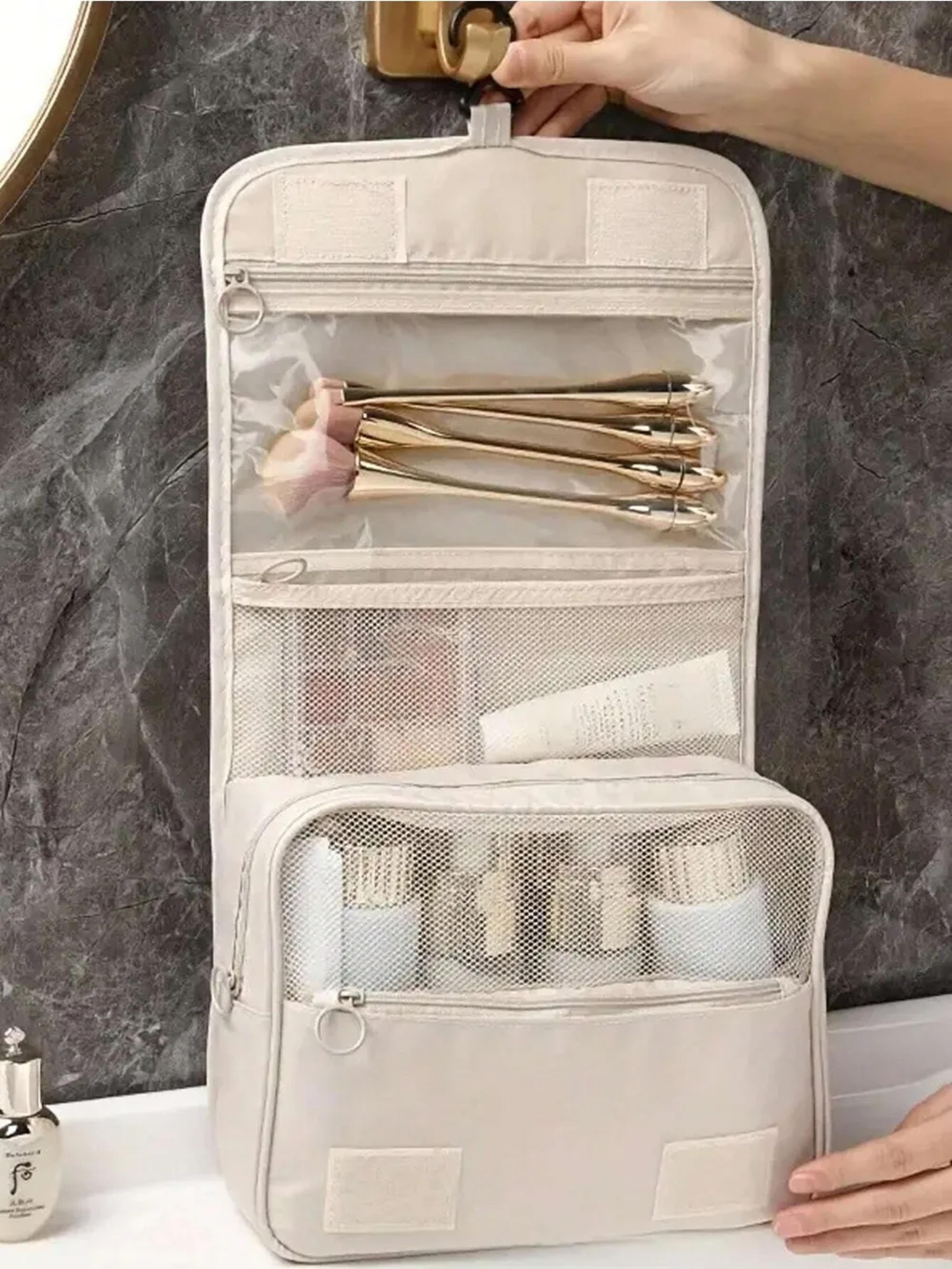 portable travel toiletry bag – wall hanging makeup & cosmetic storage organizer for shower room accessories