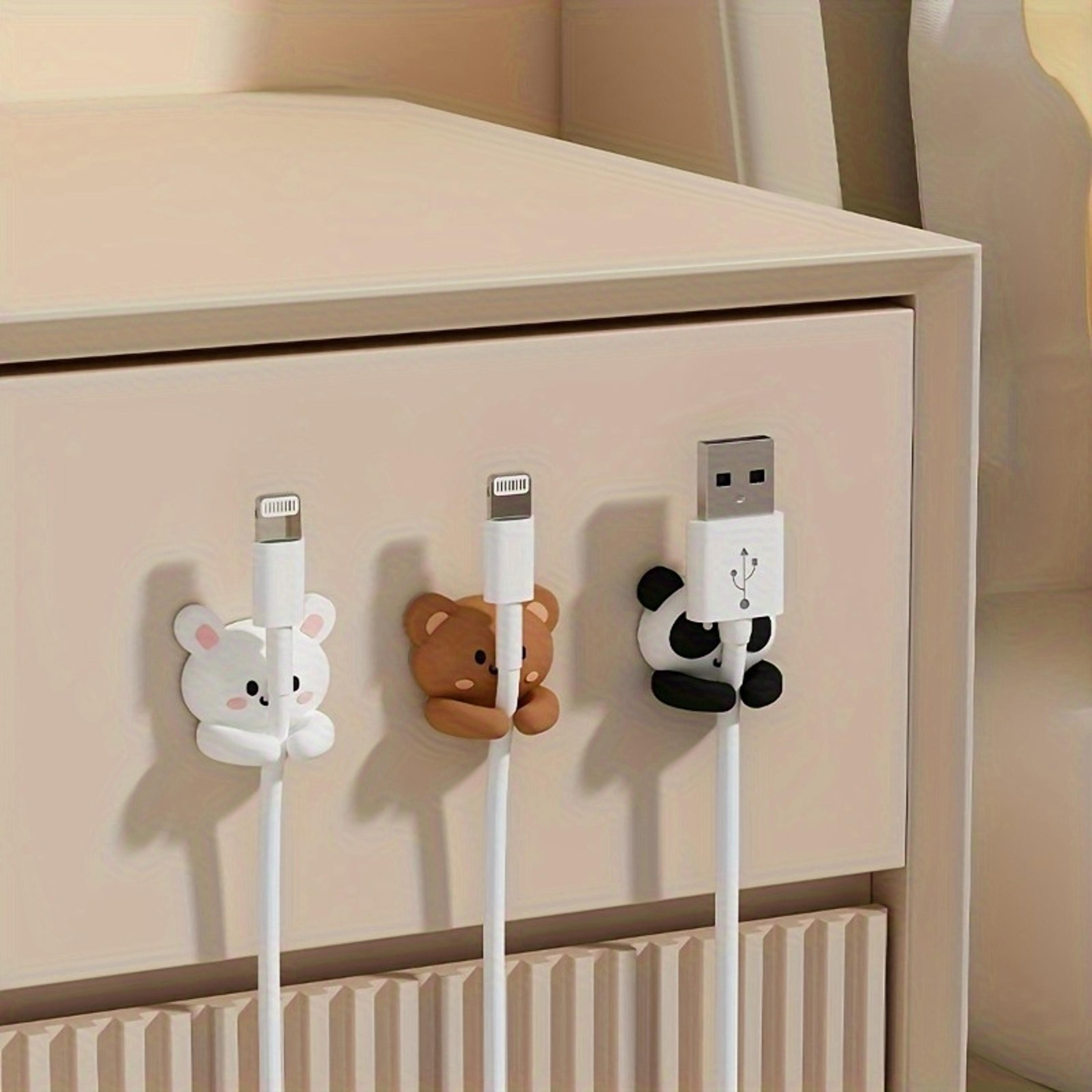 cute desktop cable organizer with hooks and clips for mouse and earphone wires – nail-free cord holder for desk storage