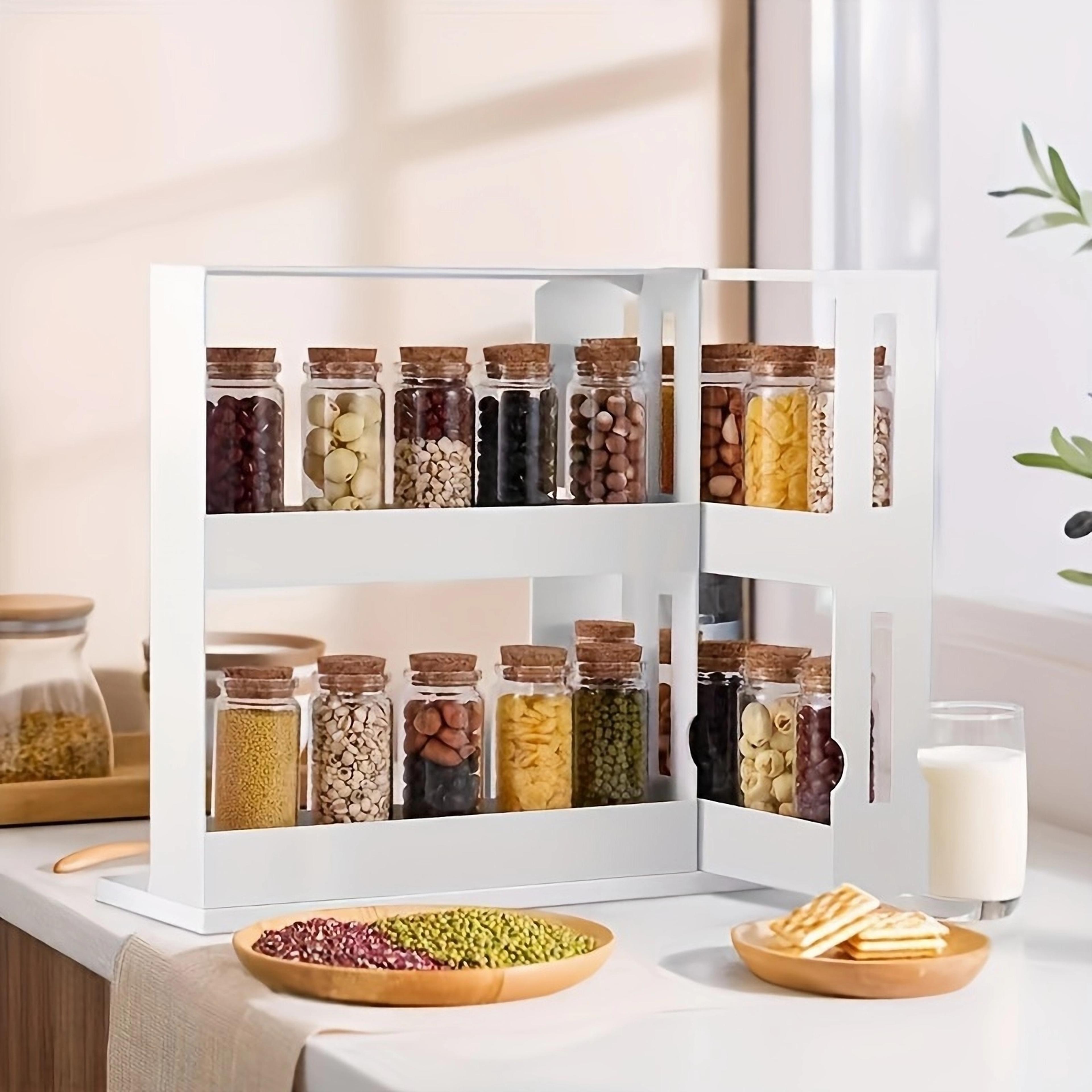 swivel spice storage rack – compact, countertop organizer for kitchen