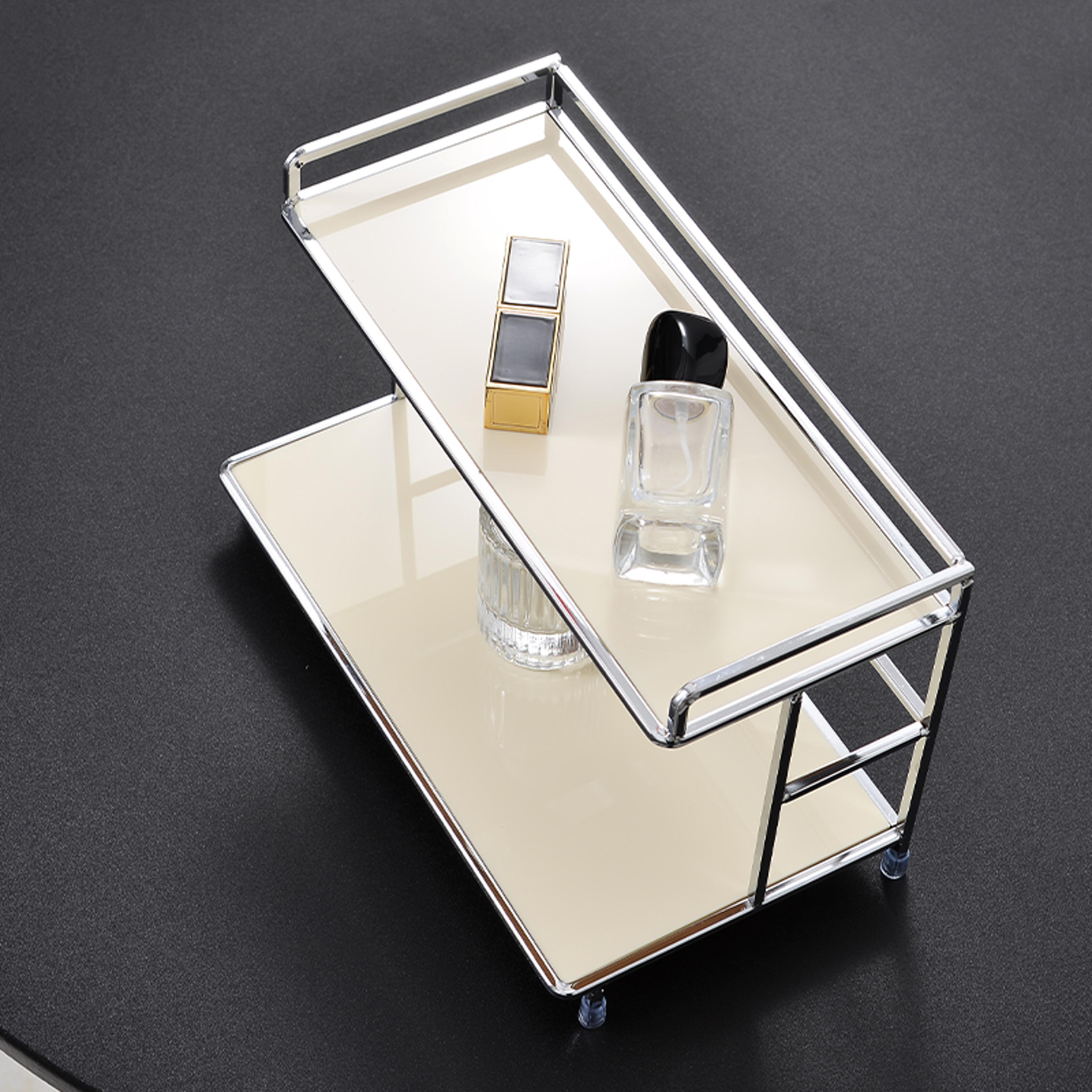metal double-layer desk organizer – versatile storage rack for kitchen, bathroom, and living room