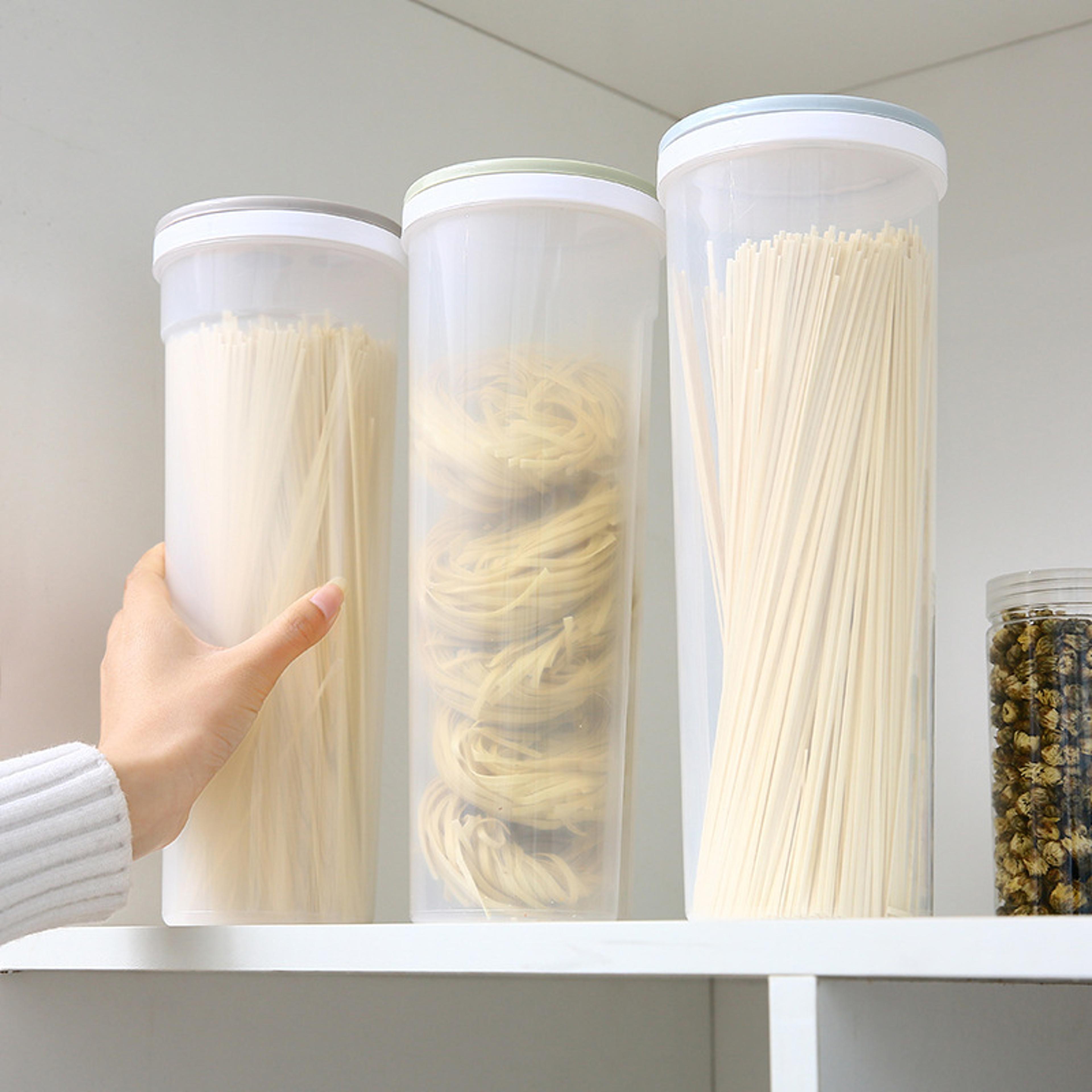 pasta portion control container – airtight food grade storage canister for noodles, kitchen pantry organizer
