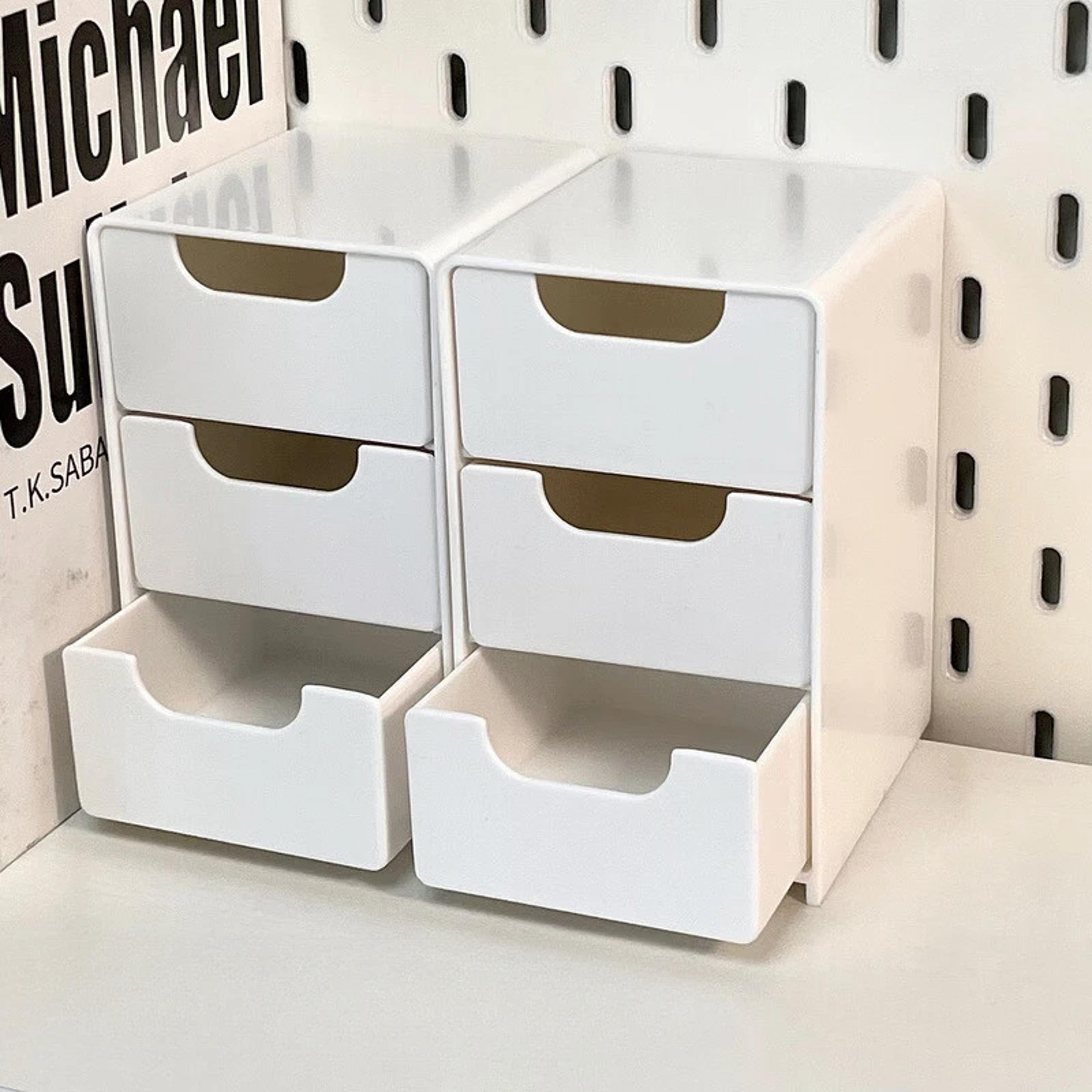 modern desk organizer with drawers for office, makeup and jewelry storage
