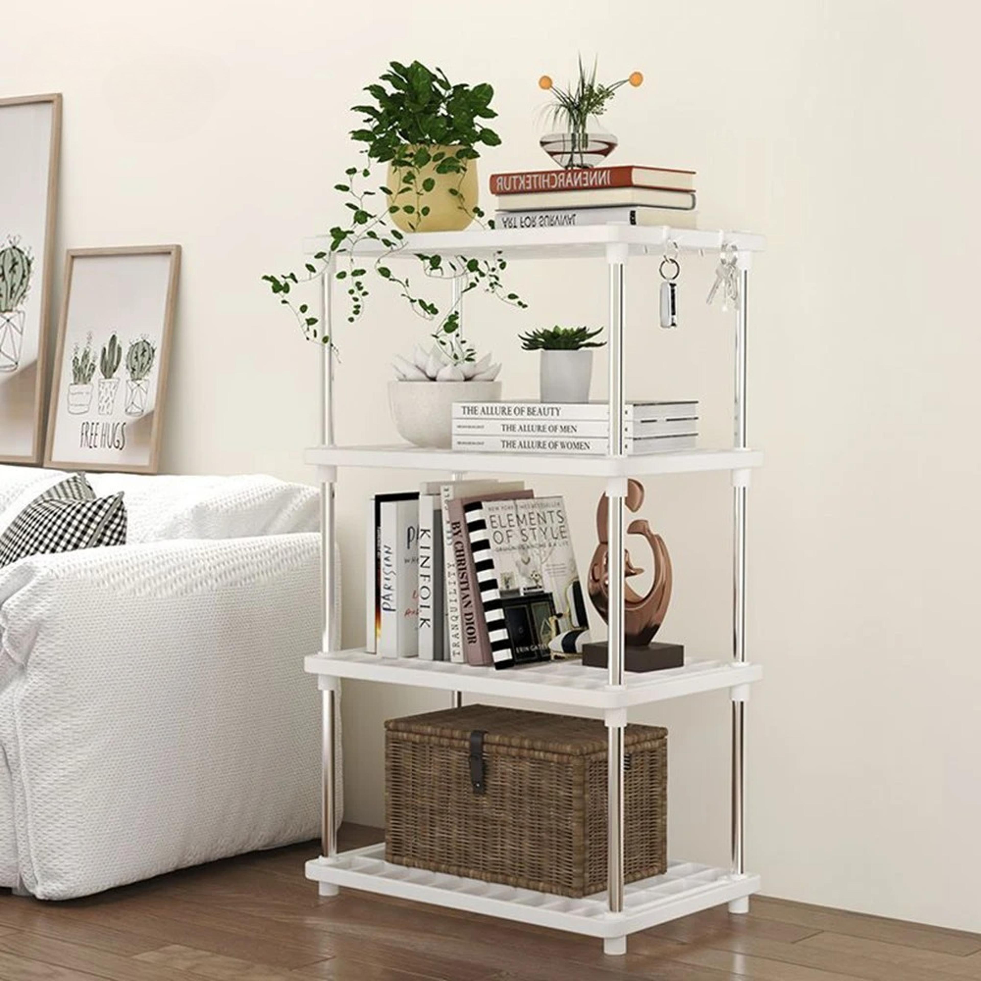 multi-level storage rack for kitchen & bathroom – eco-friendly snack & sundry organizer for floor use