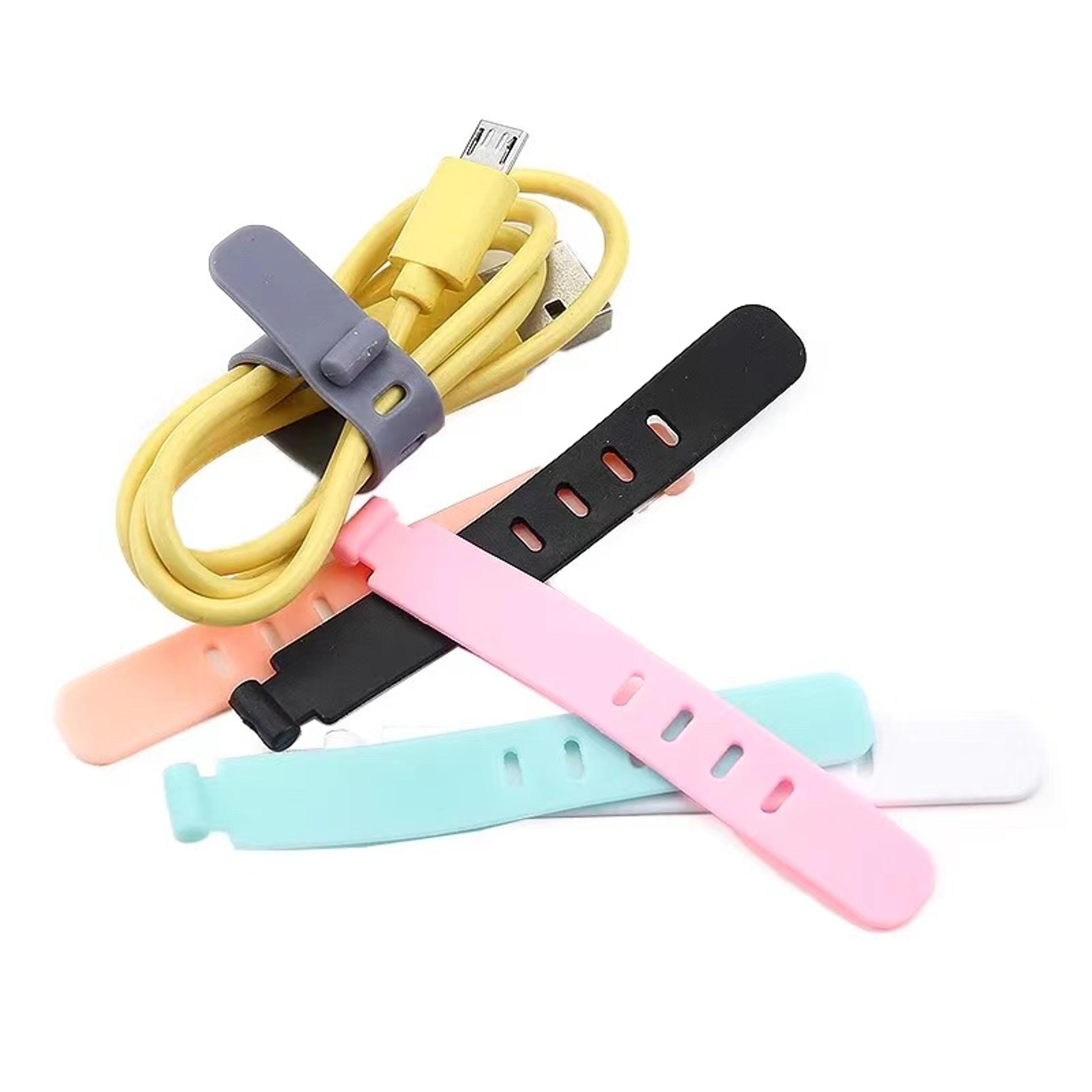cable organizer ties – silicone charger cord management clips for wires, mouse, earphones, and data cables