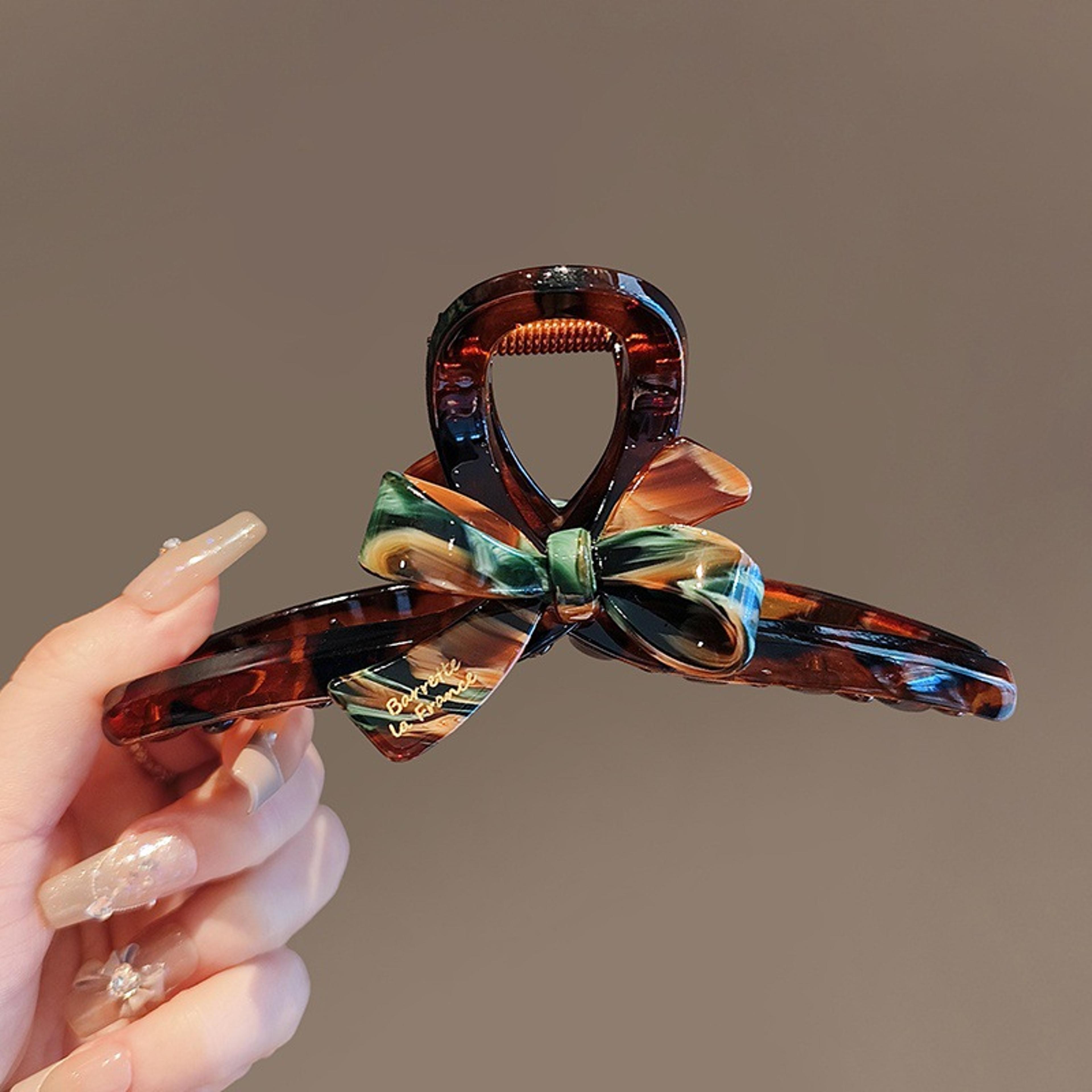 elegant enamel bow shark clip - high-end acrylic hair clip for all hairstyles