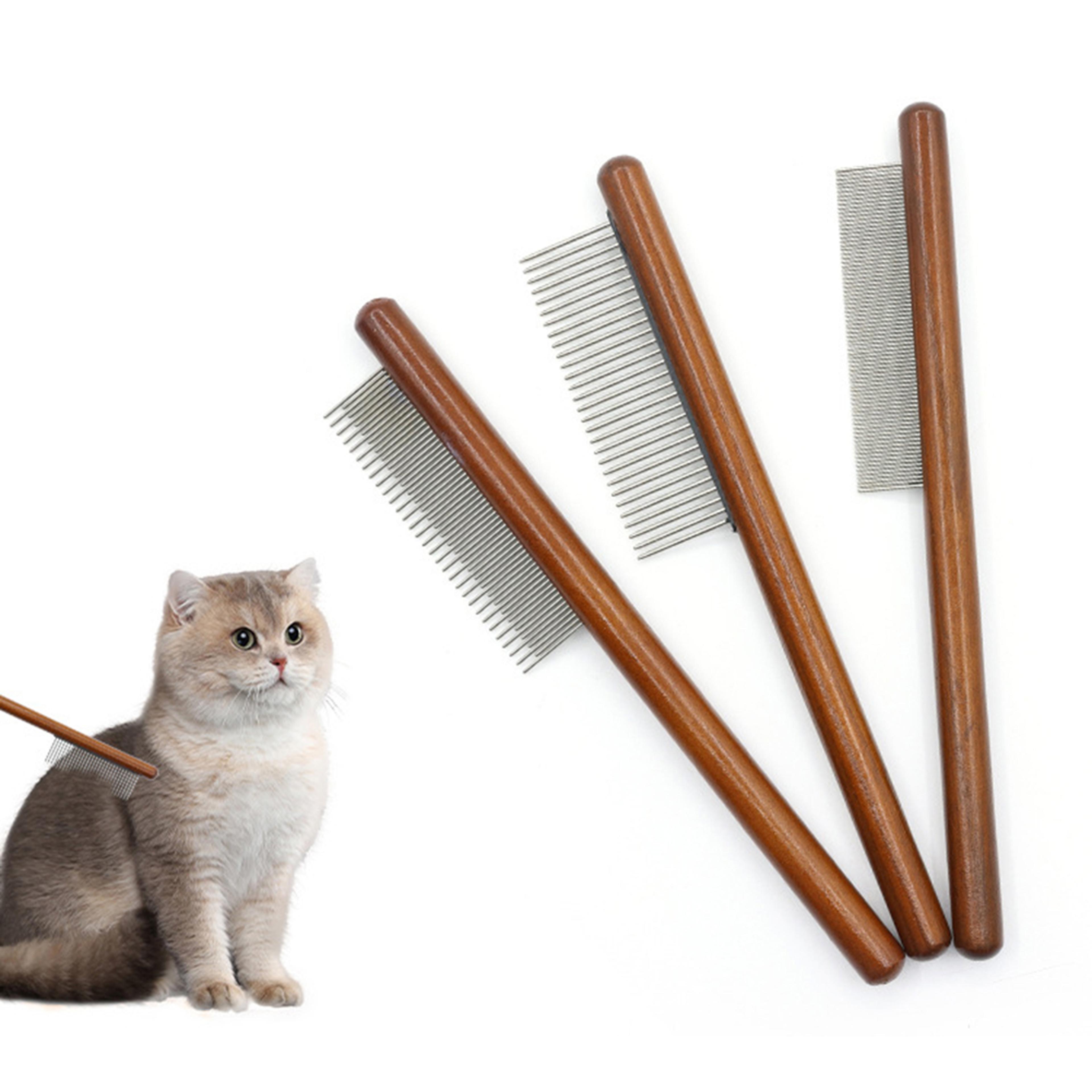 pet hair comb for cats & dogs - stainless steel needle comb to remove floating hair & open knots