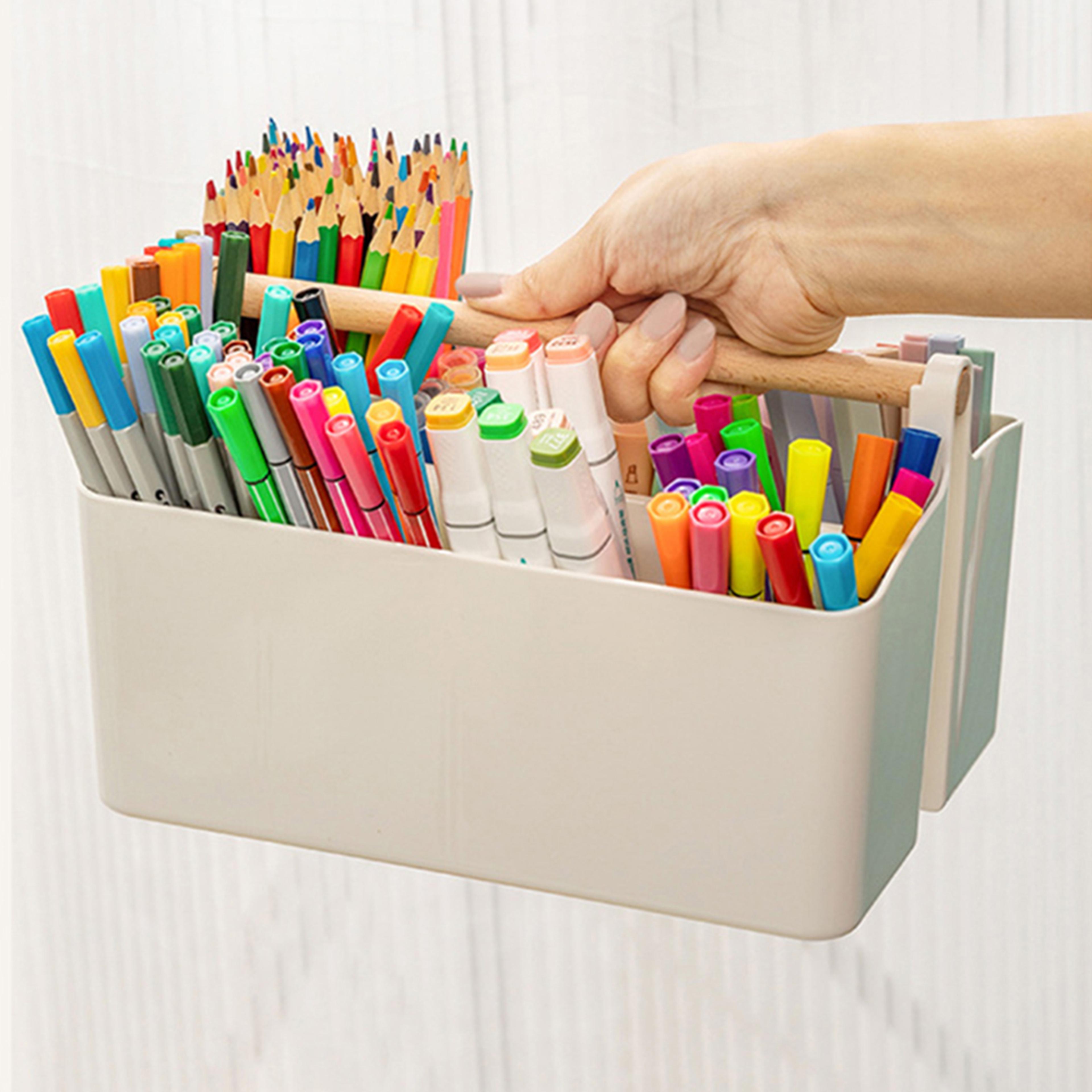 cute desktop pen holder - creative storage box for office, school & home - large capacity organizer