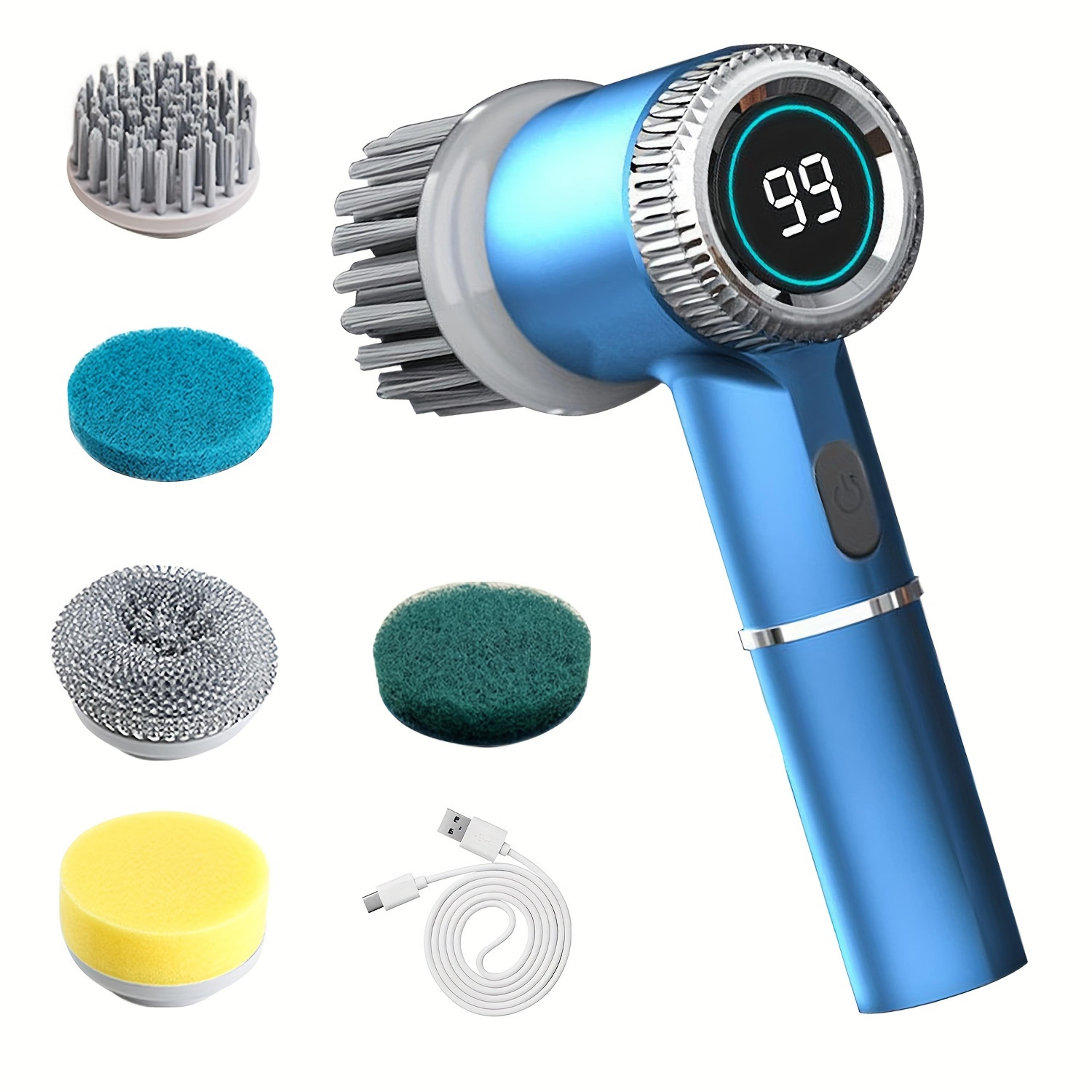 electric spin scrubber with replaceable brush head, three-speed adjustable handheld shower scrubber