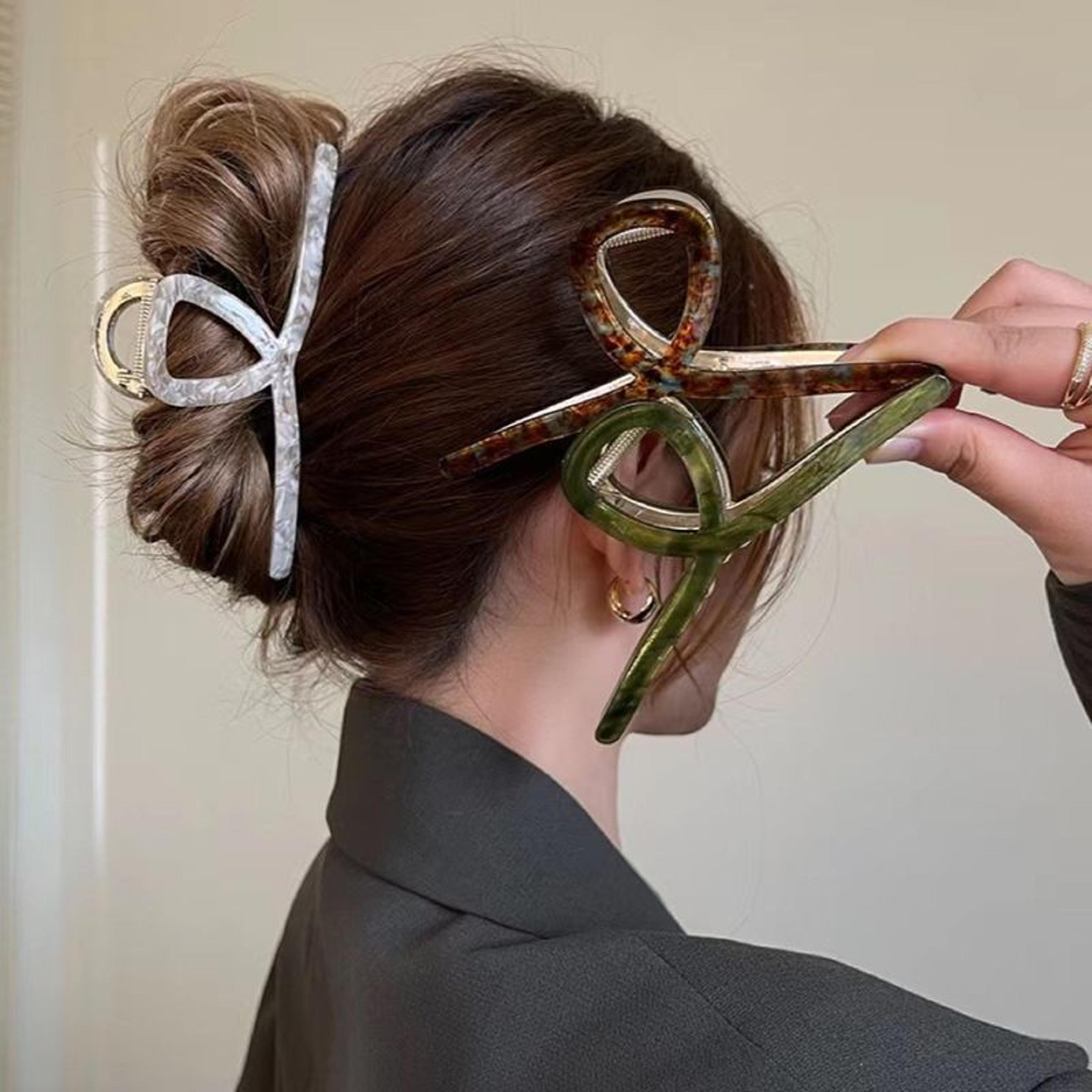 large metal shark hair clip - fashionable & voluminous hair accessory for women