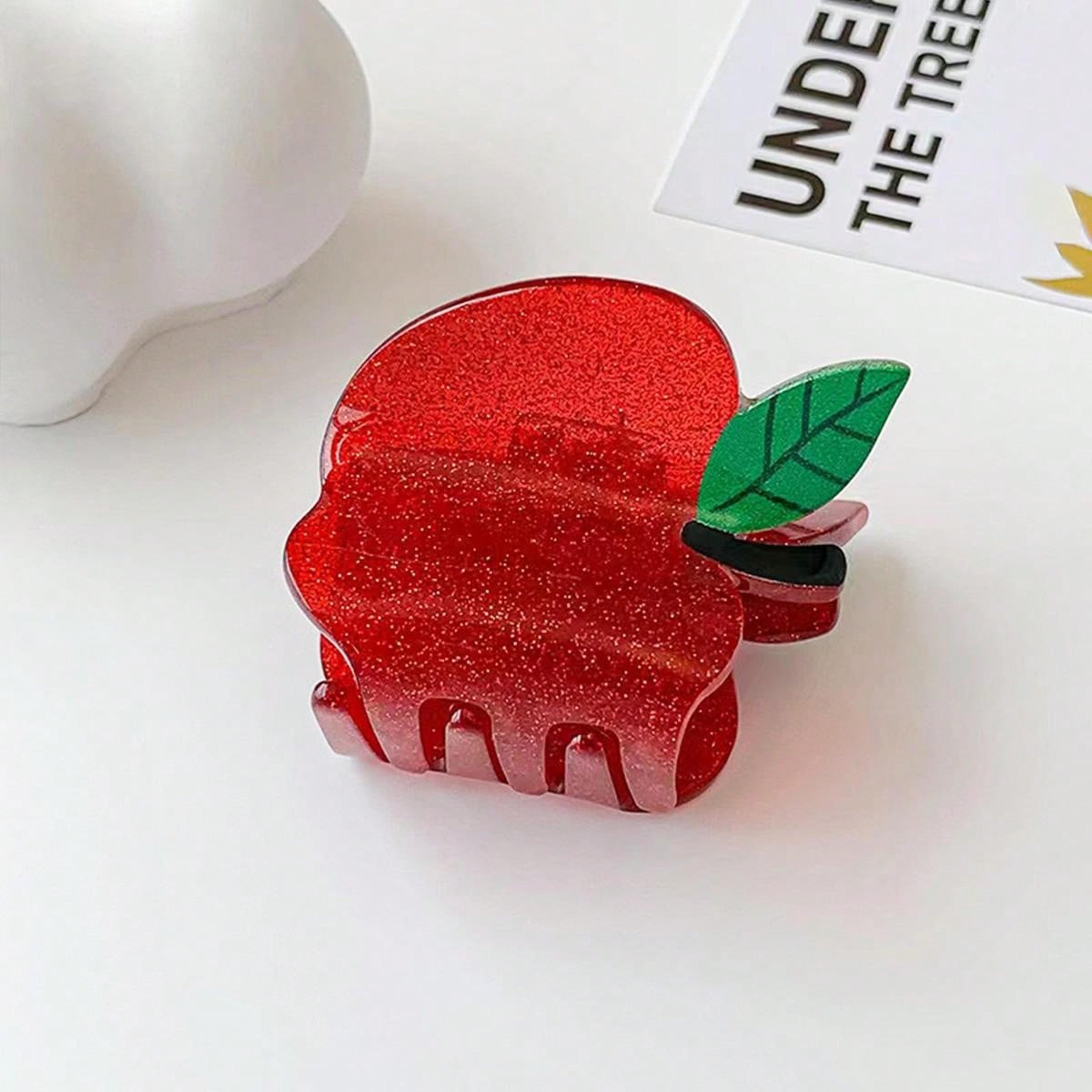 cartoon-themed acrylic hair clip – school bus, apple, pencil, and calculator designs
