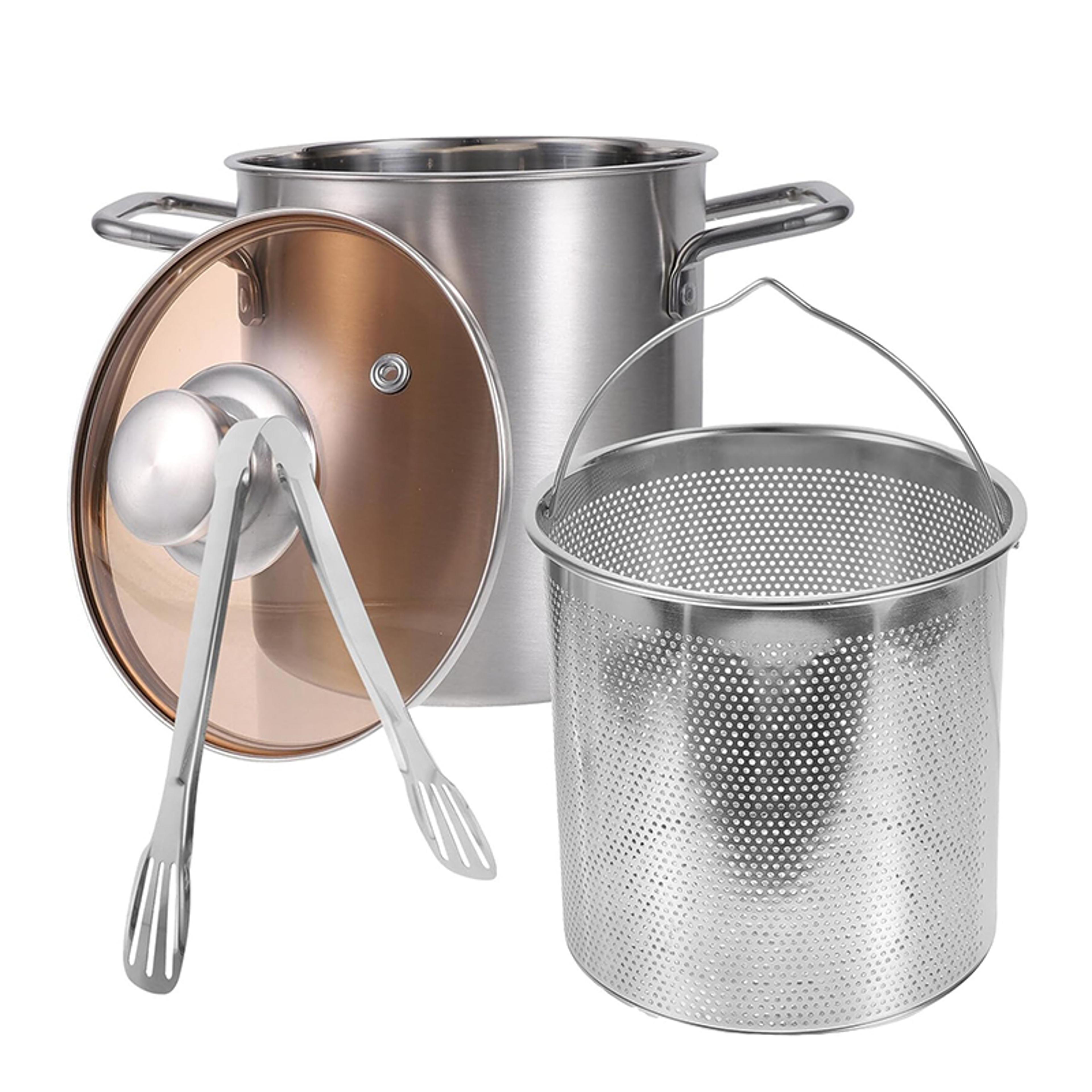 stainless steel deep fryer pot with basket and lid, tempura fryer for home cooking