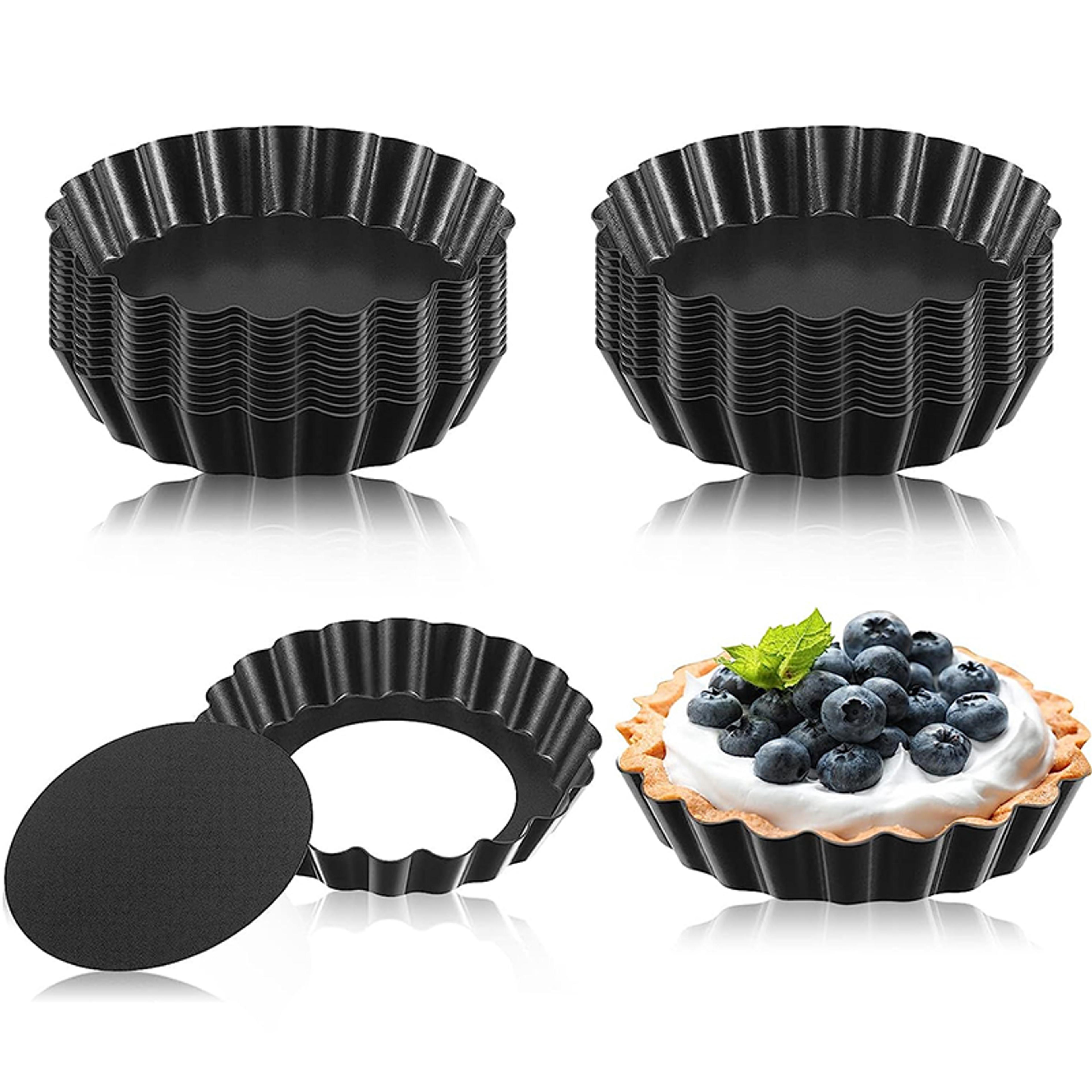 mini tart pans with removable bottom – non-stick egg tart mold set