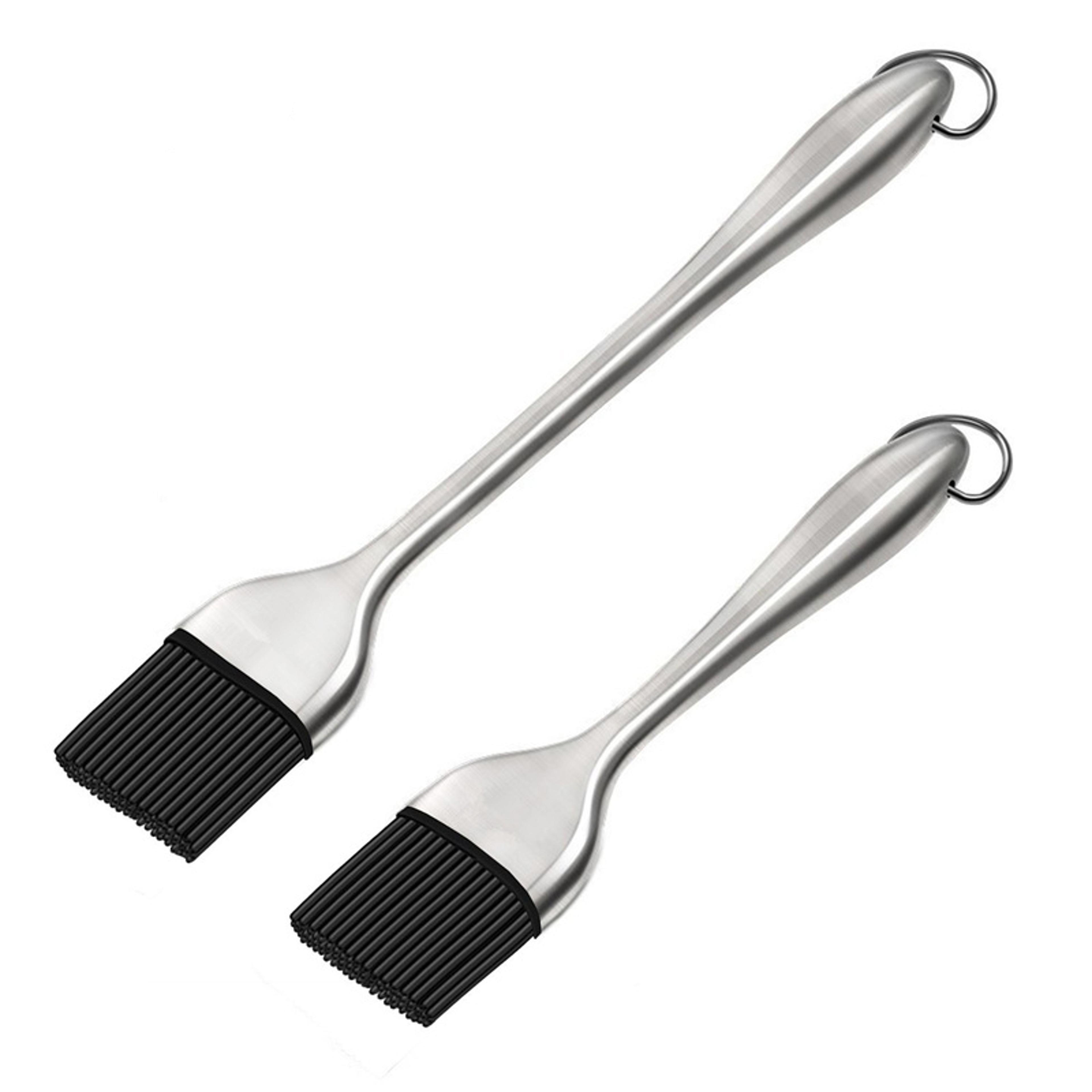premium silicone bbq brush with stainless steel handle for grilling and basting