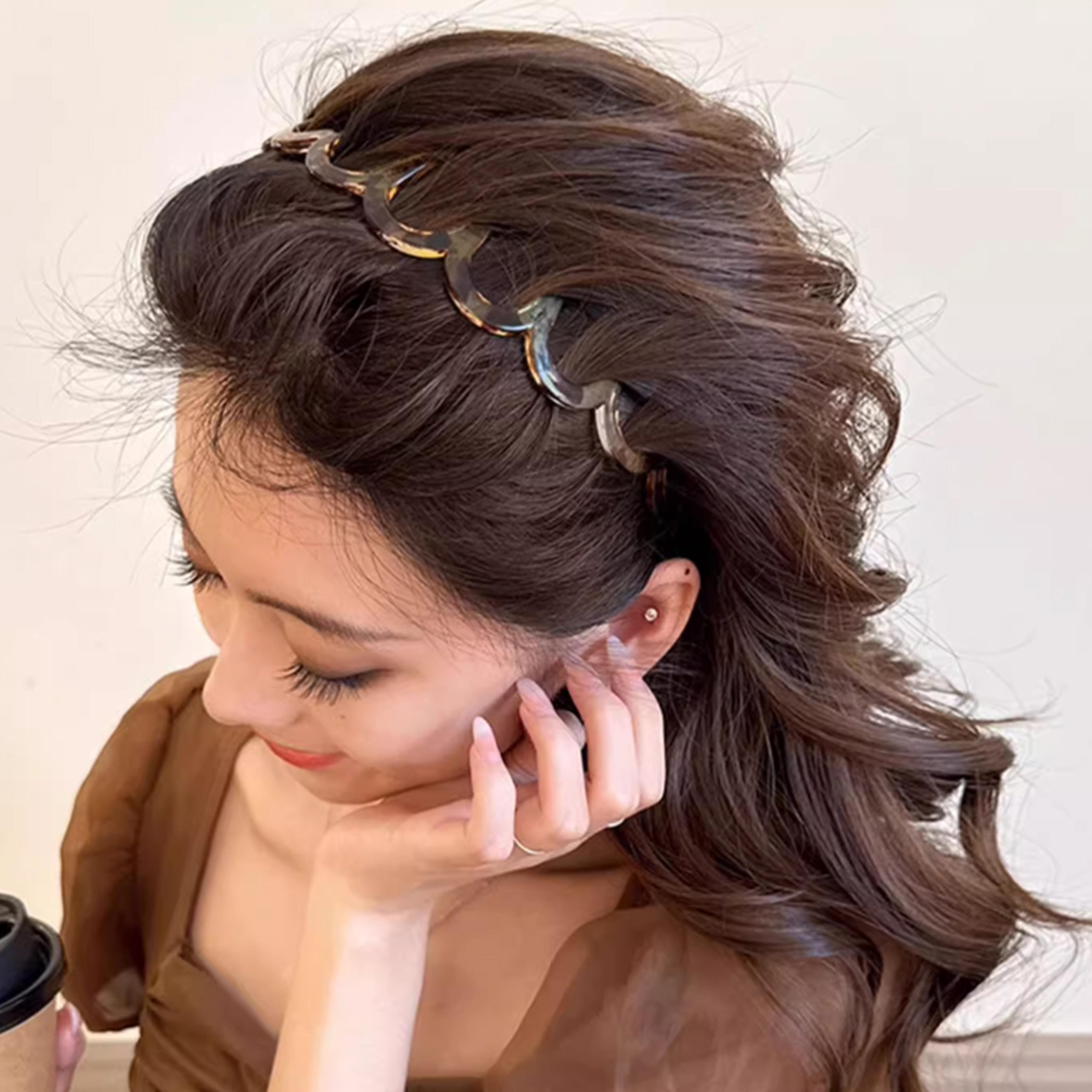 non-slip u-shape hair comb headband for women | fluffy top hair bands
