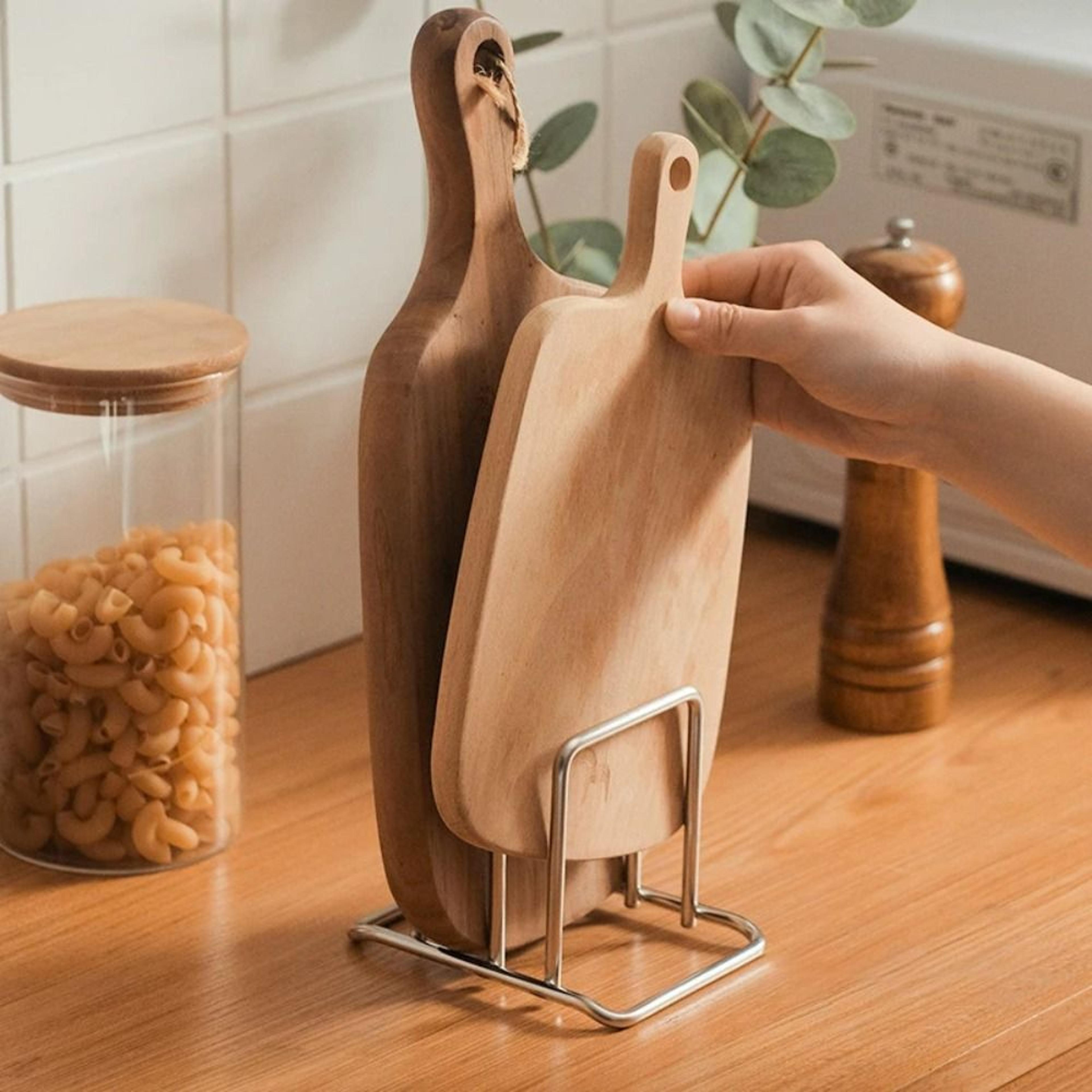 portable stainless steel cutting board holder – wall-mounted, space-saving kitchen organizer for cutting boards