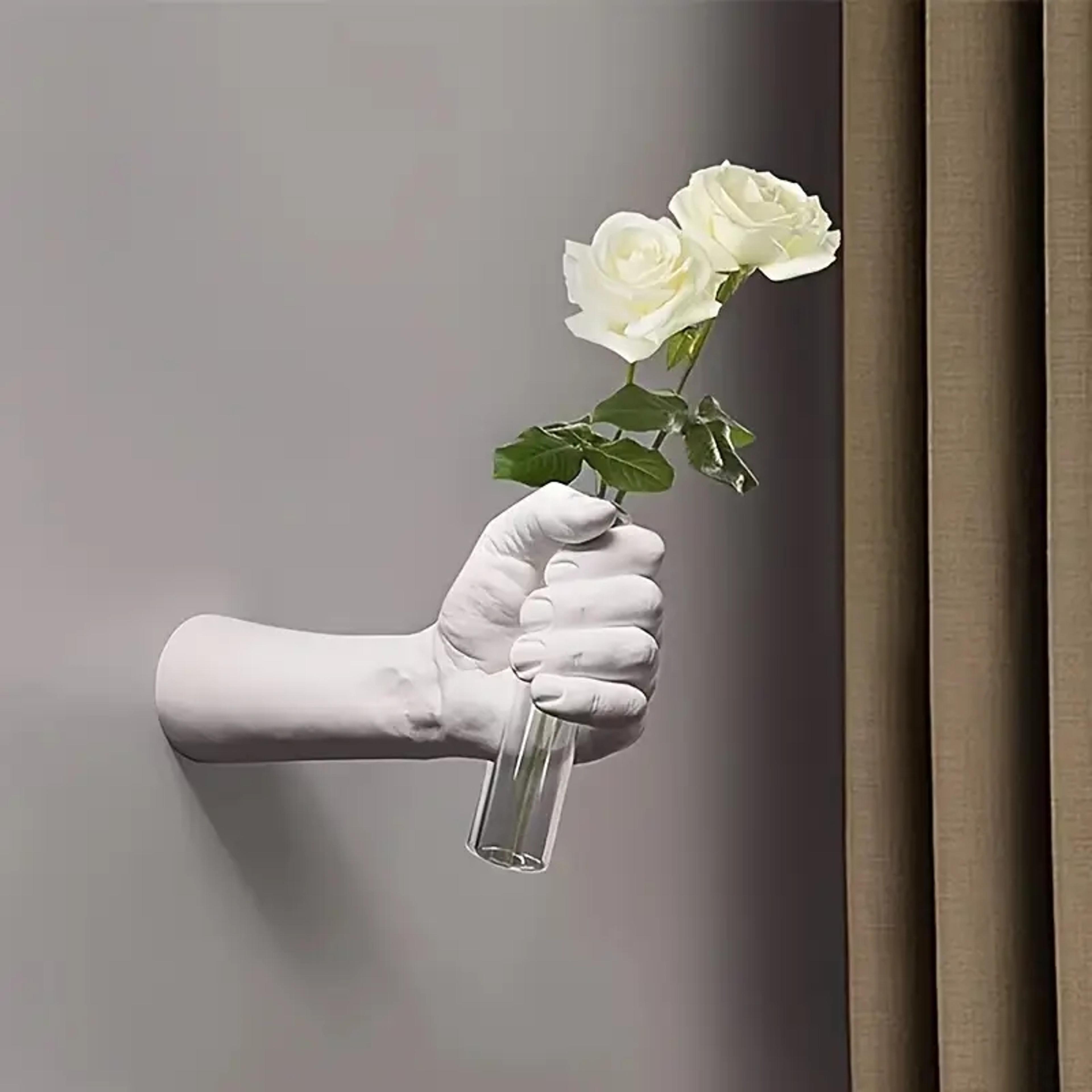 modern geometric resin wall vase – handmade wall mounted decorative vase for floral room art