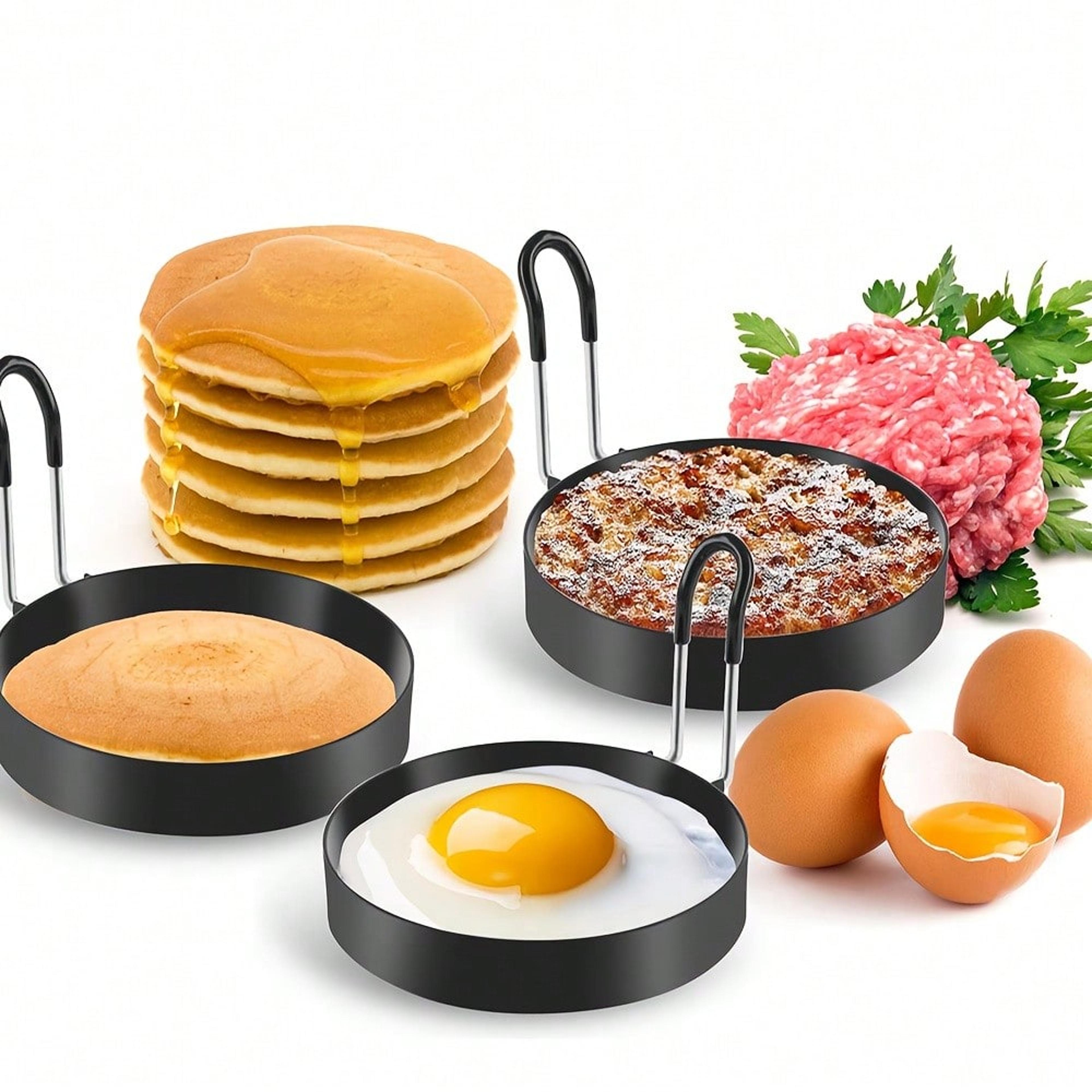stainless steel egg rings for frying – round nonstick egg cooker mold for griddle & breakfast cooking