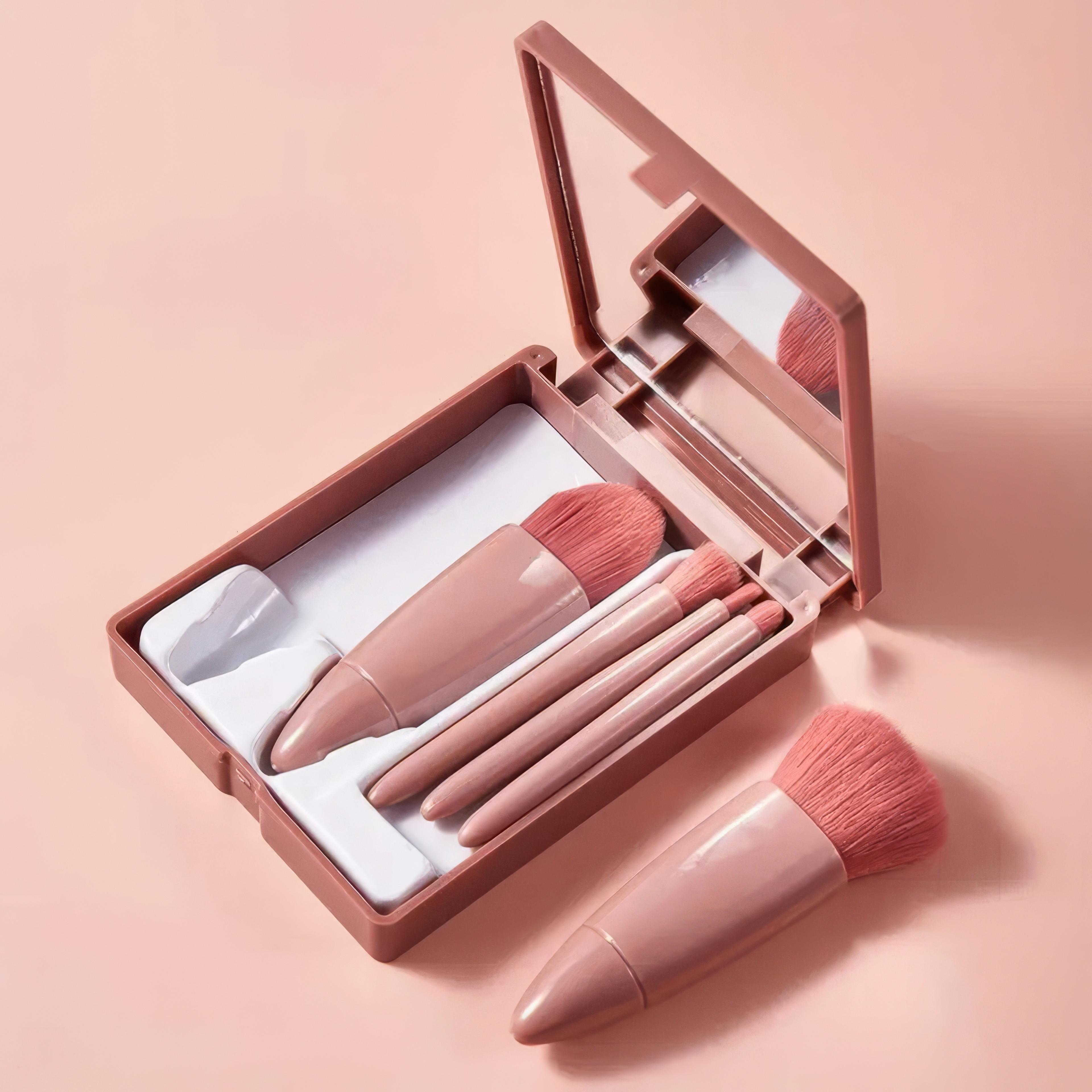 pink makeup brush set | professional synthetic hair brushes for flawless application | portable & cruelty-free