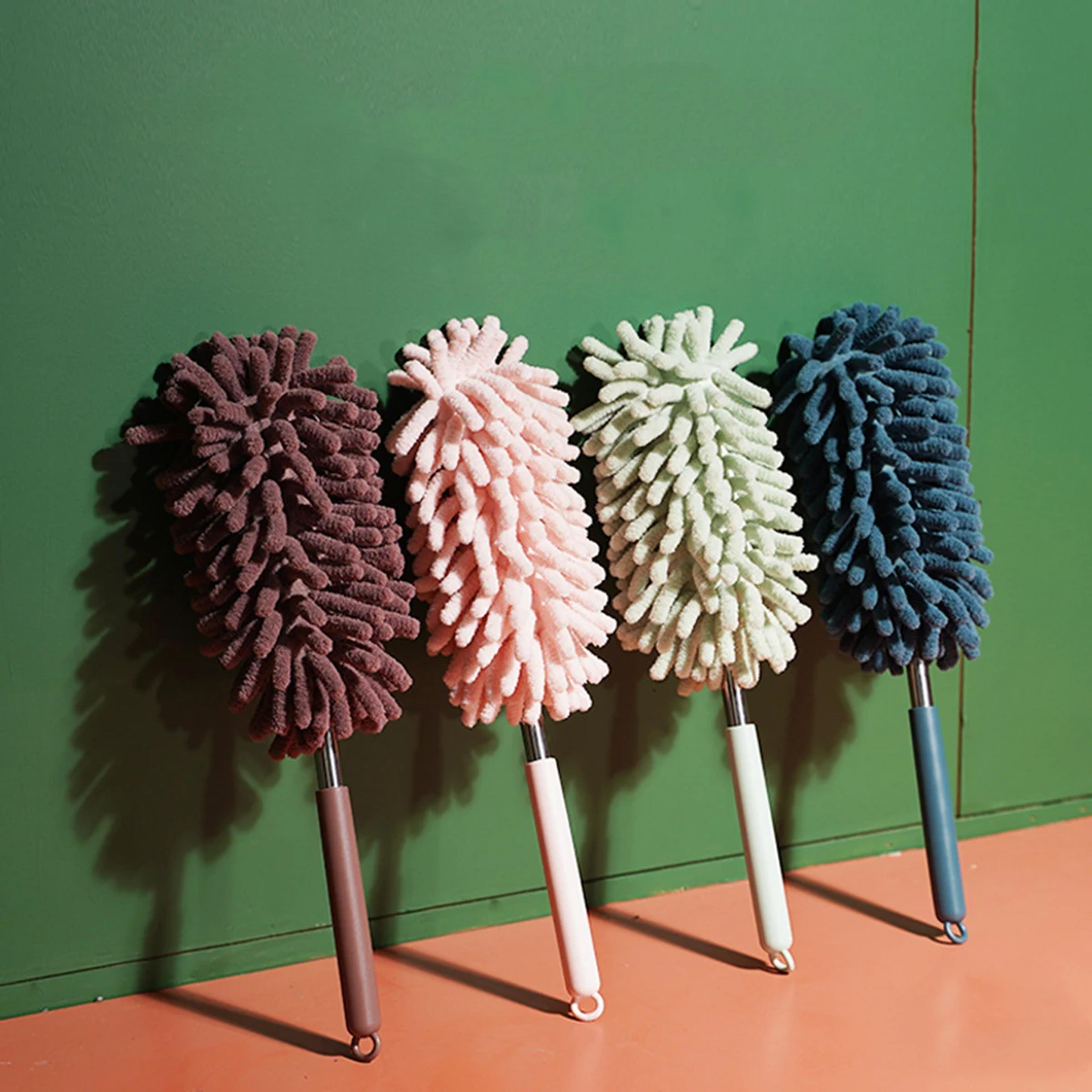 washable mini telescopic duster with extendable handle – soft chenille, lint-free, multifunctional for cleaning