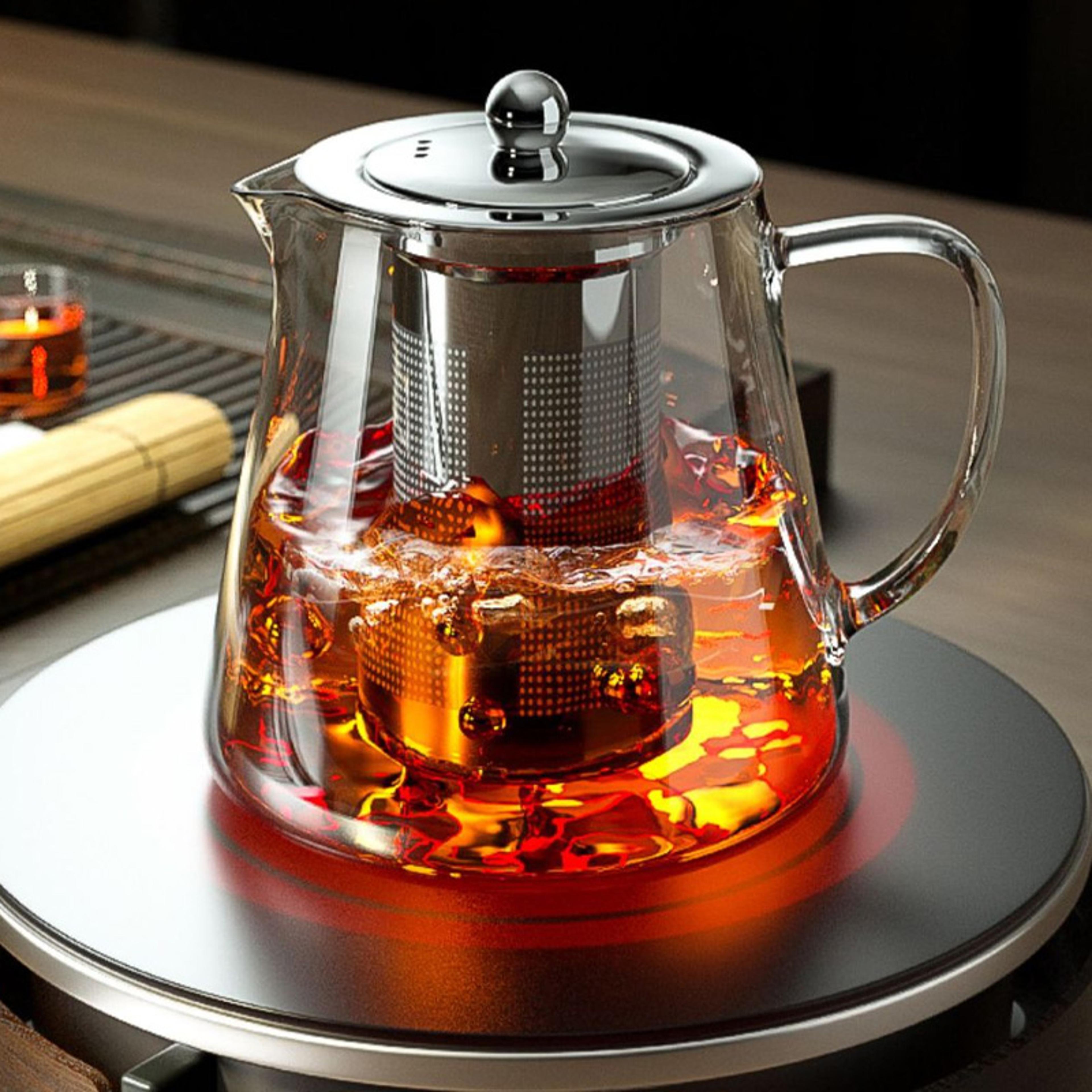 heat resistant glass teapot with stainless steel strainer teaware set for puer & oolong tea lovers