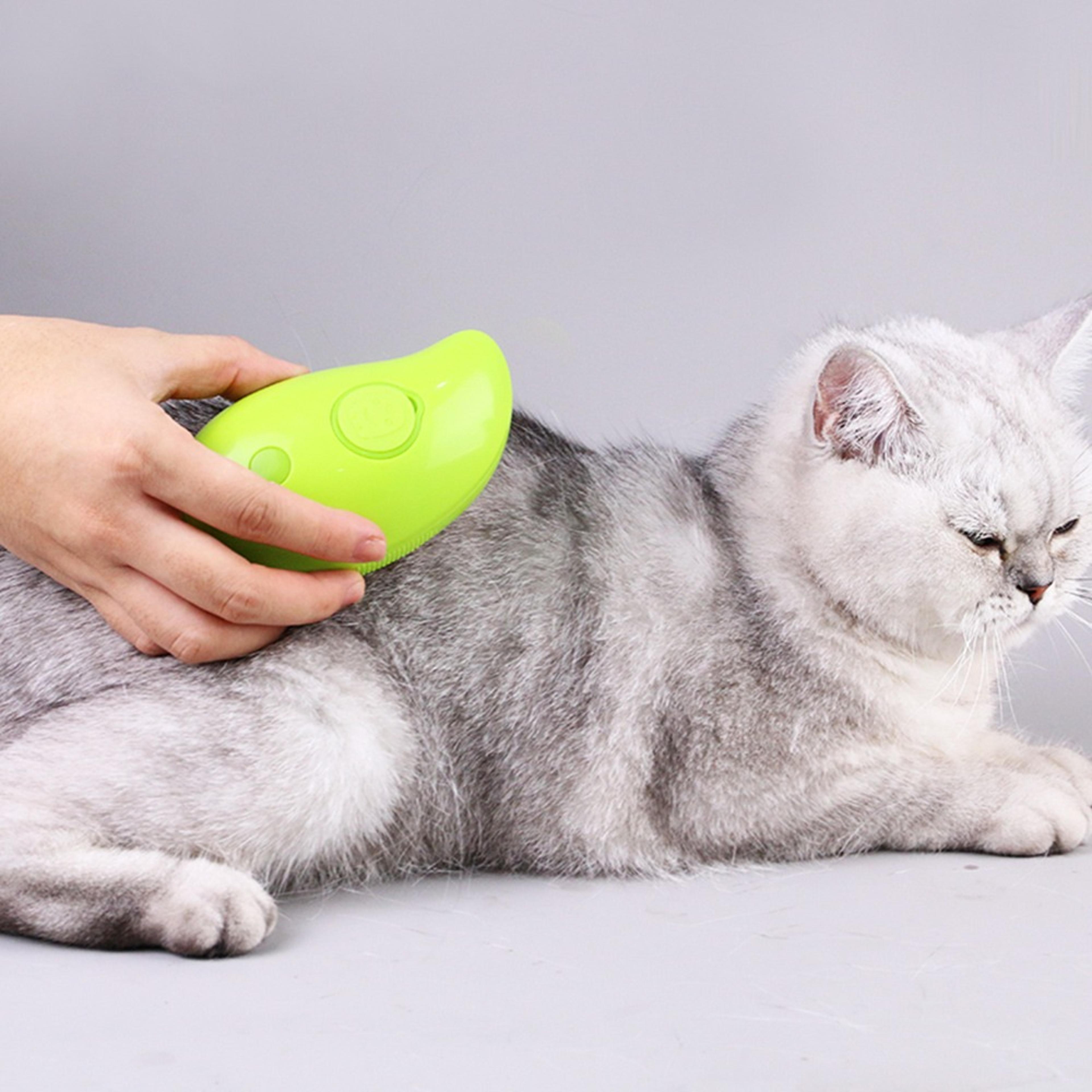 cat grooming steam brush electric pet groomer for shedding, massaging, and cleaning