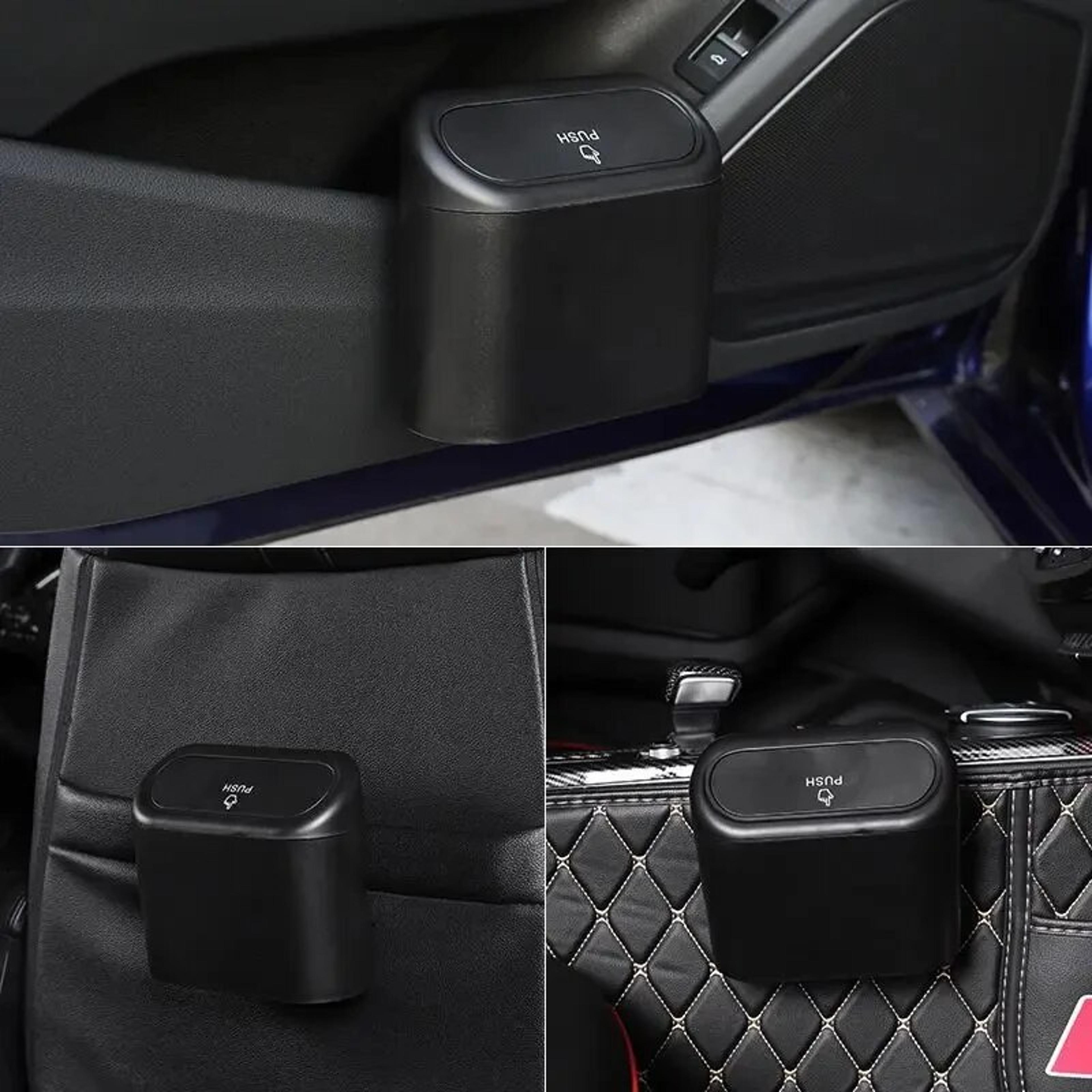 car trash bin universal hanging organizer for vehicle, compact and durable black abs storage case