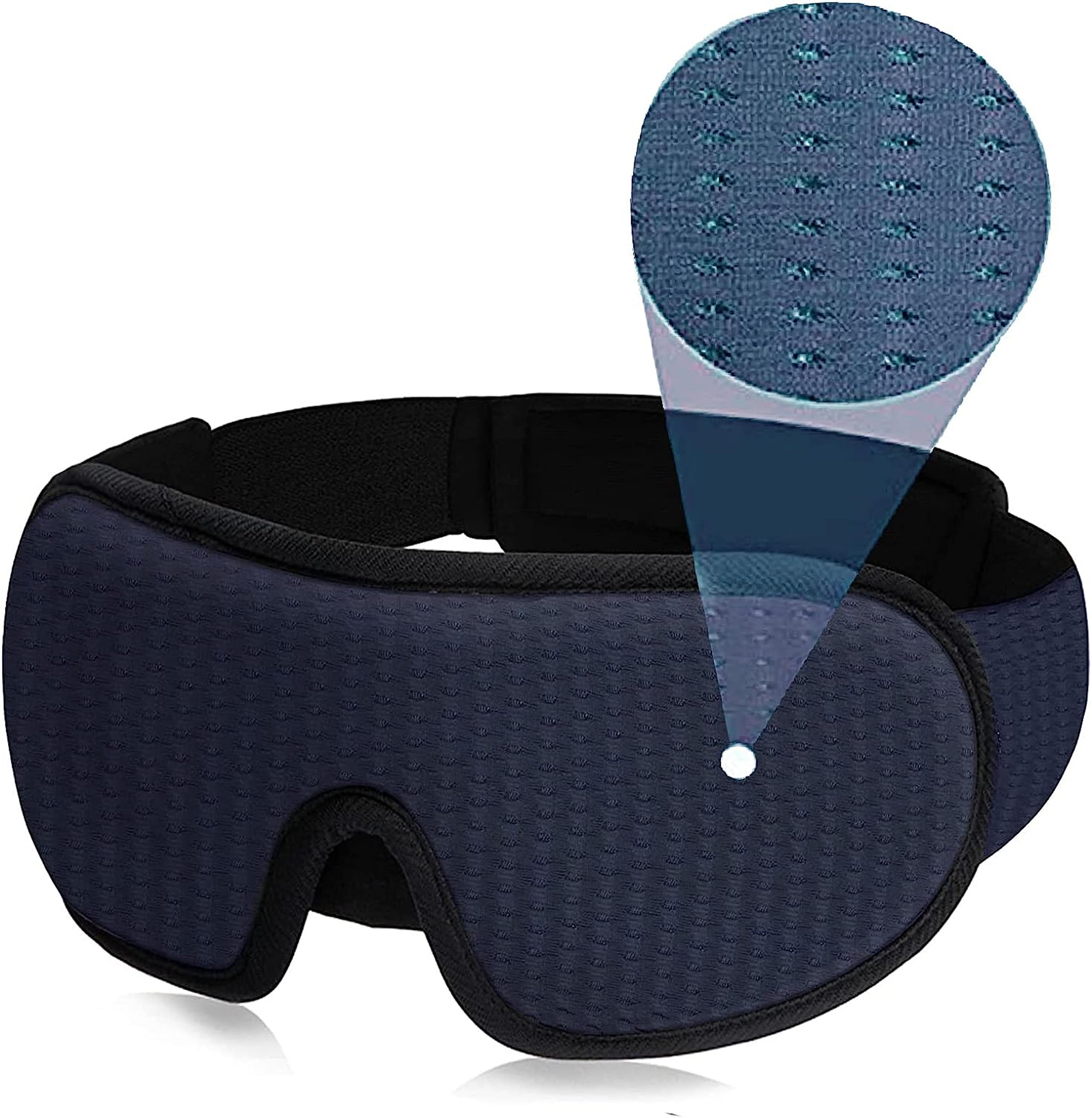 soft padded sleep mask for comfortable blockout, breathable, adjustable with nose pad & charcoal fiber memory