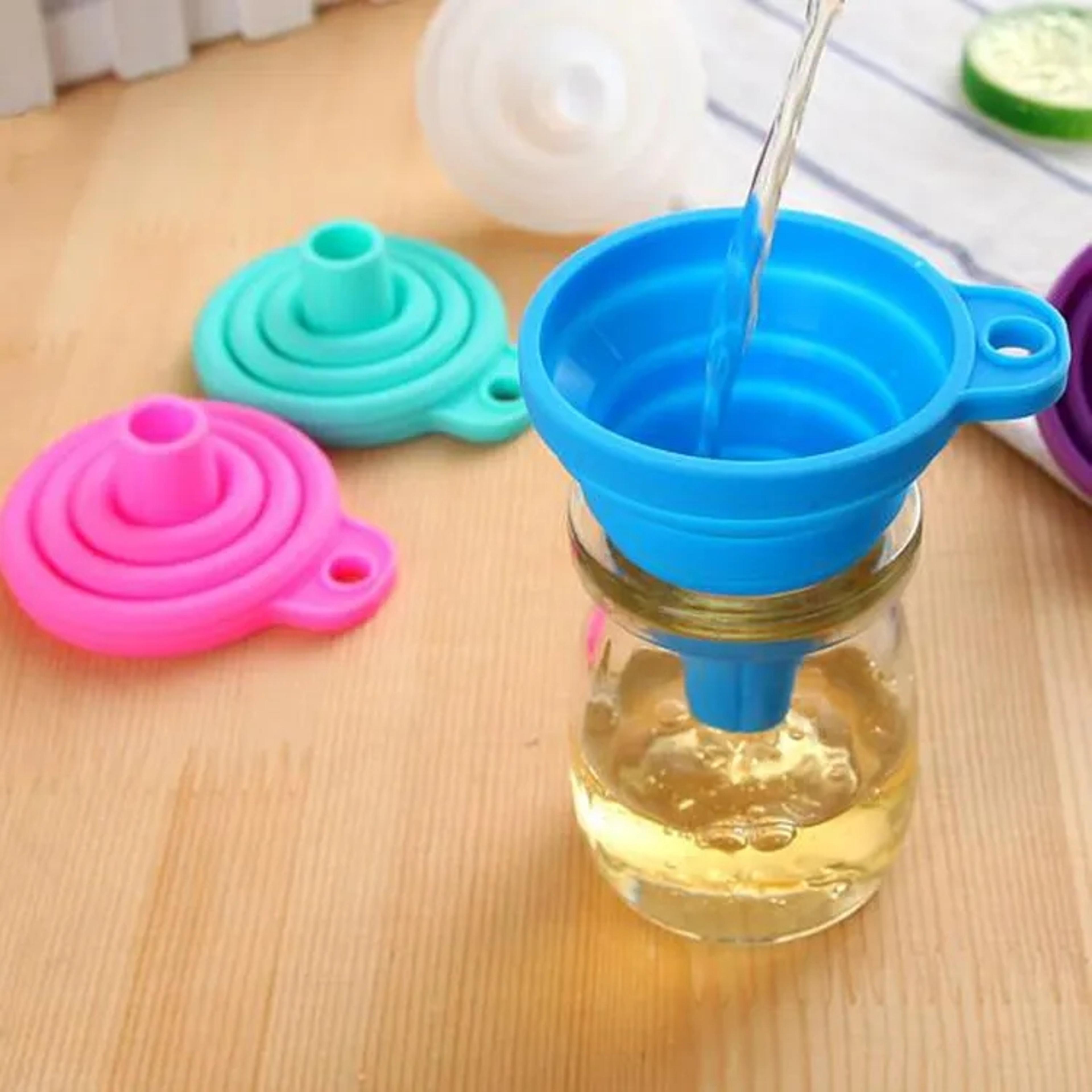 mini foldable silicone funnel collapsible & portable funnel for fuel, beer, oil, & kitchen use space saving tool