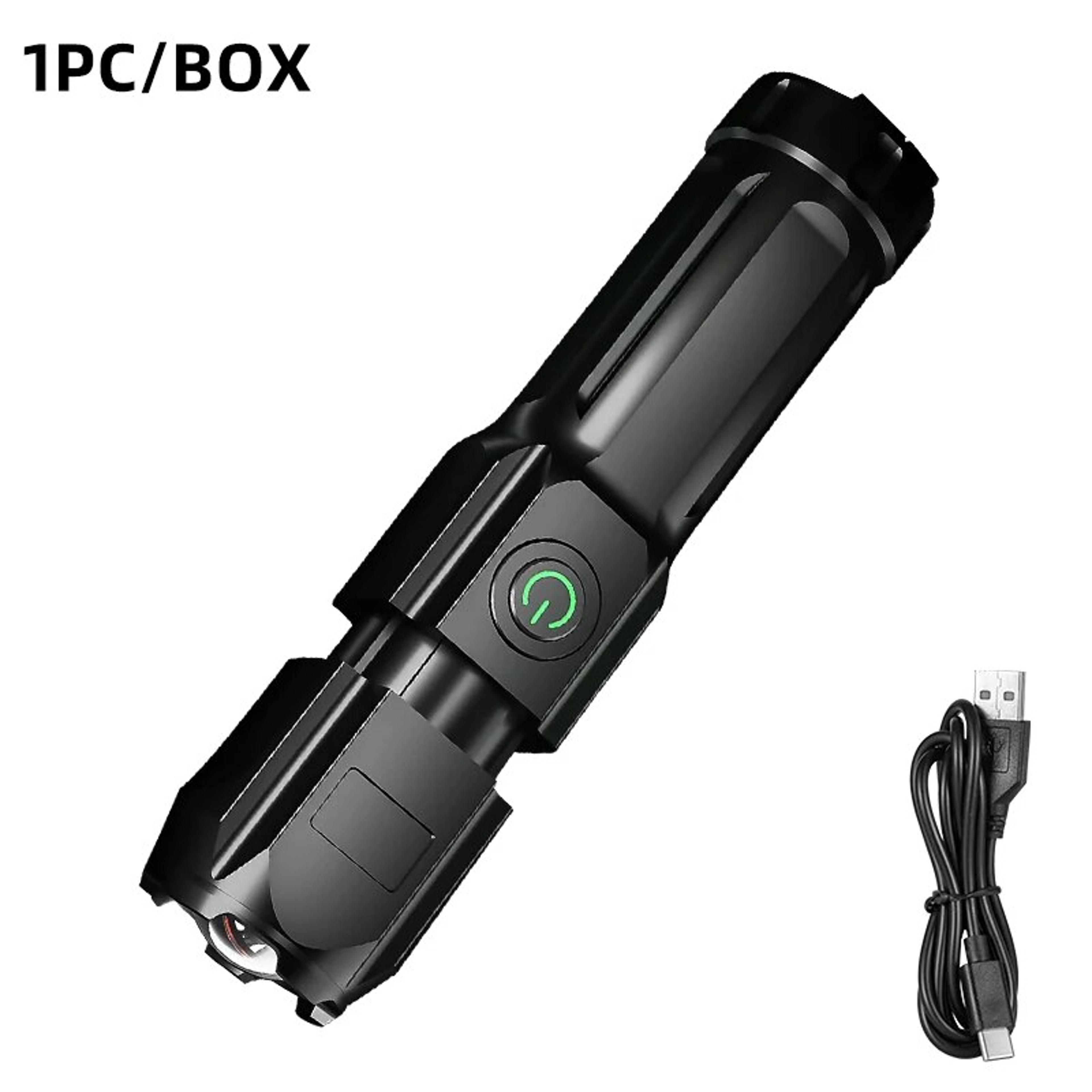 rechargeable led tactical flashlight lumen waterproof, zoomable for fishing & hunting